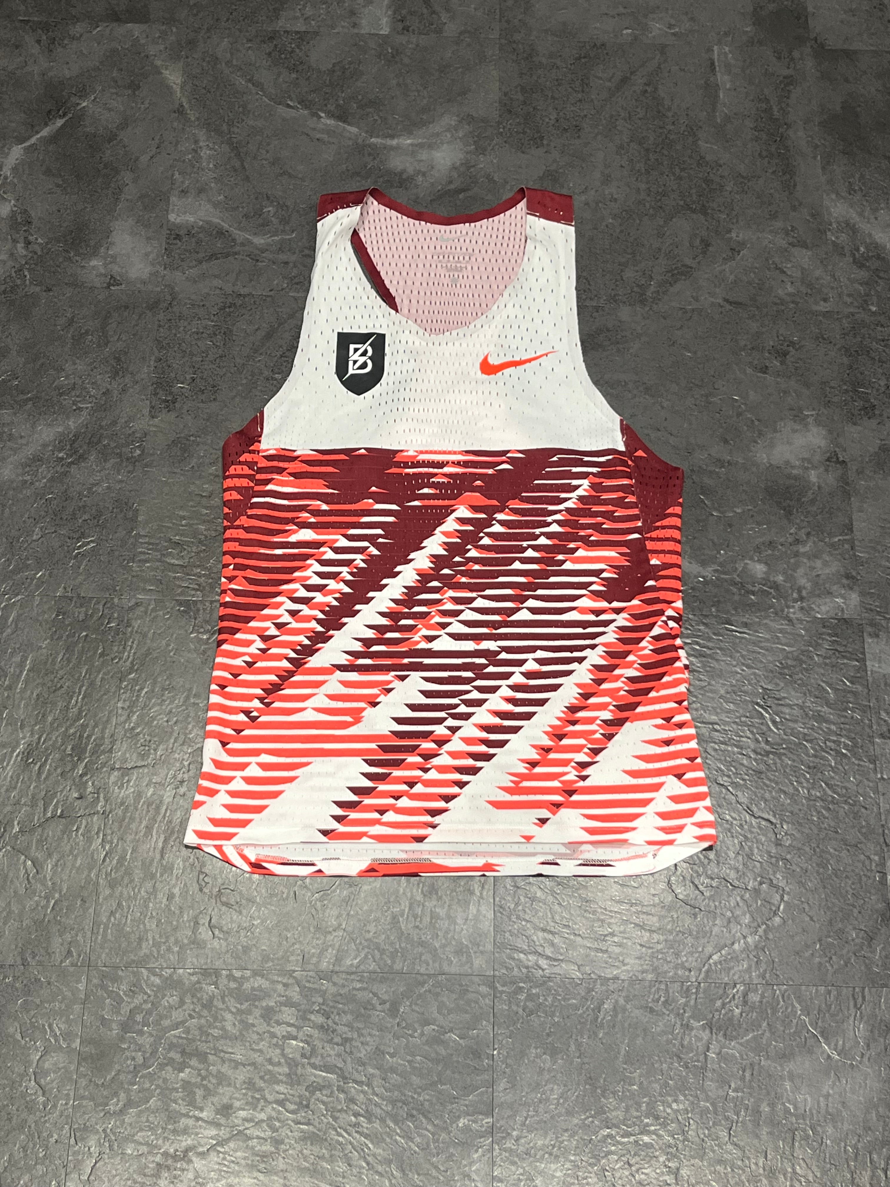 Red & White Nike Mens Dri Fit ADV Aeroswift Bowerman Track Club Racing Singlet