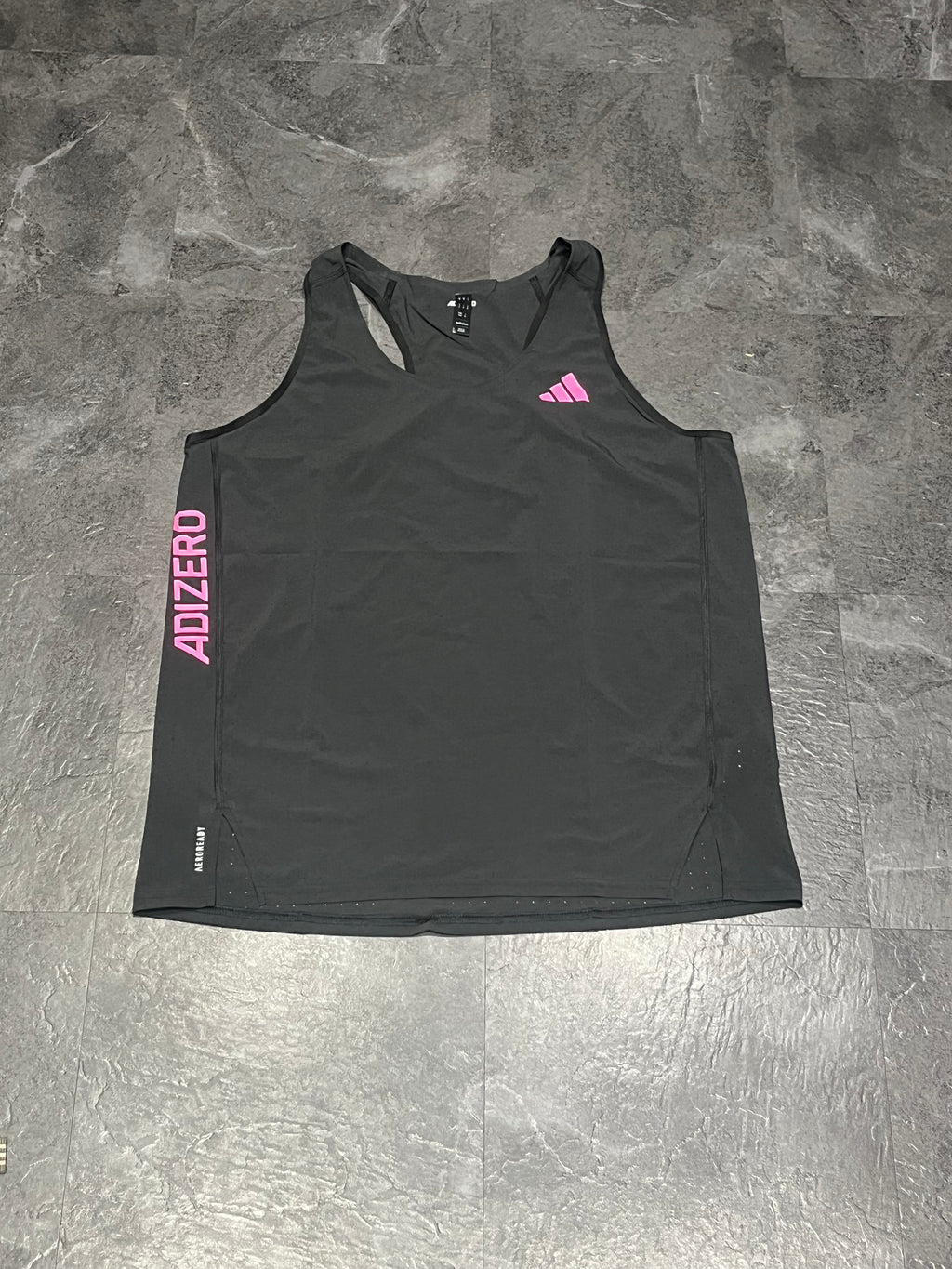 Black & Pink Adidas Adizero Mens Racing Singlet