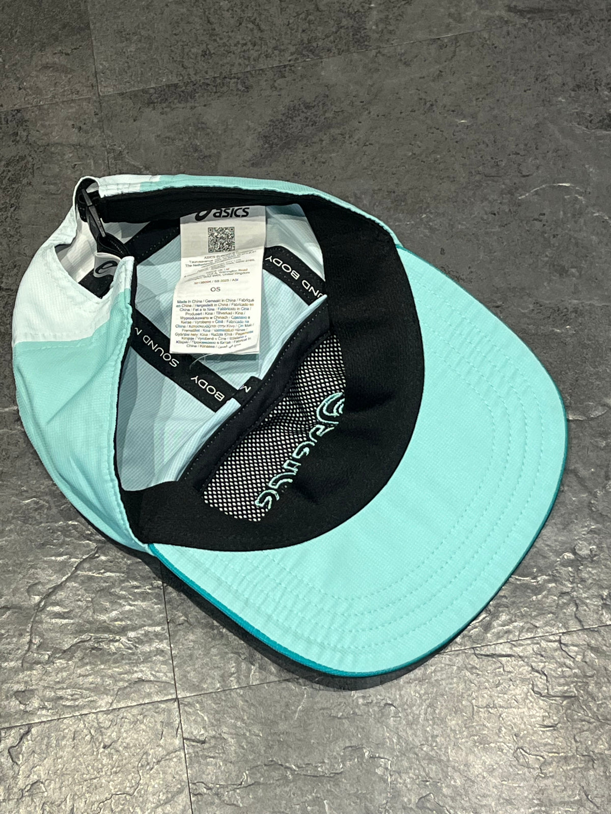 Energy Aqua & White Asics 5 Panel Running Cap - Unisex