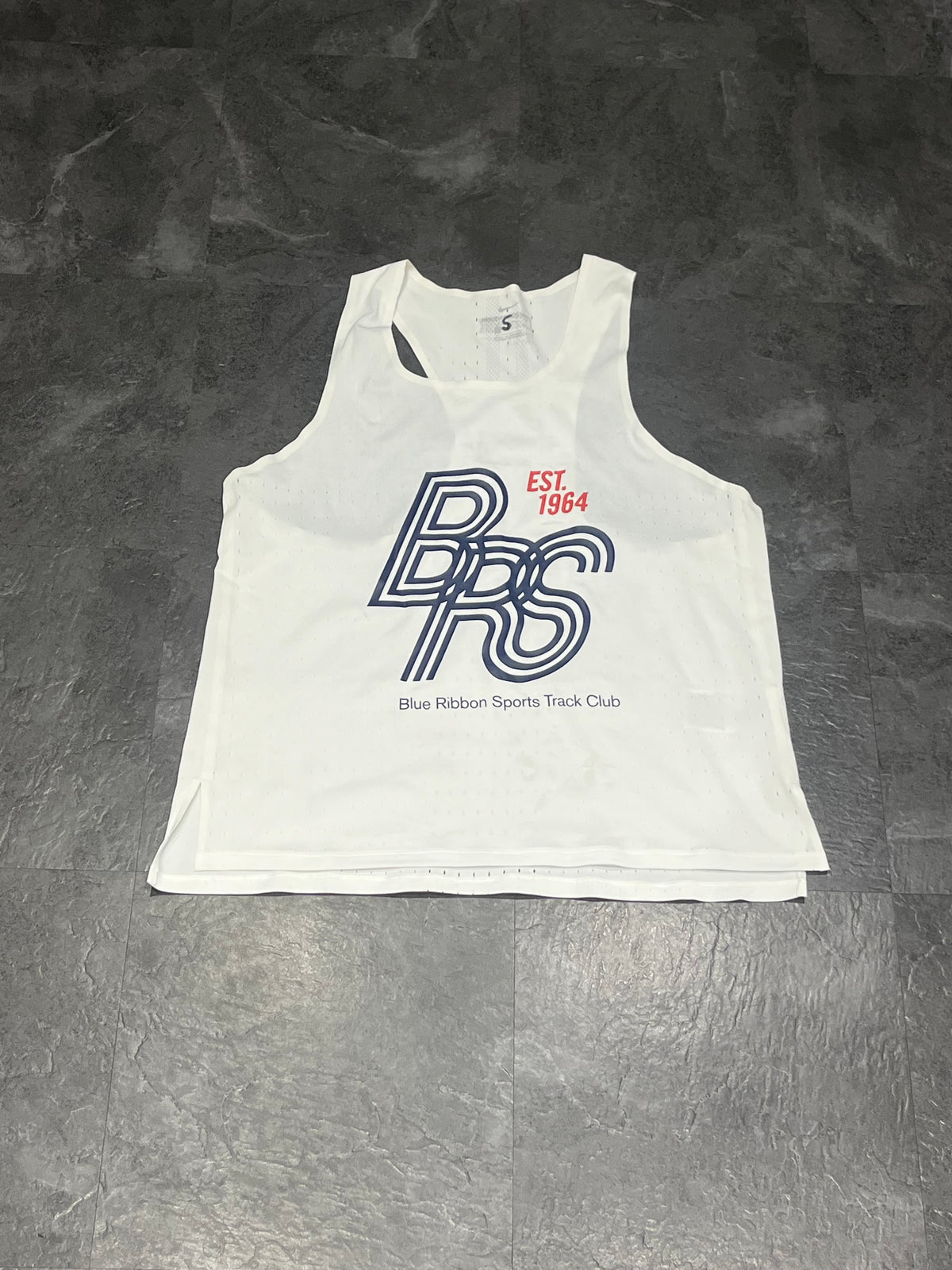 White Nike Blue Ribbon Aeroswift Racing Singlet