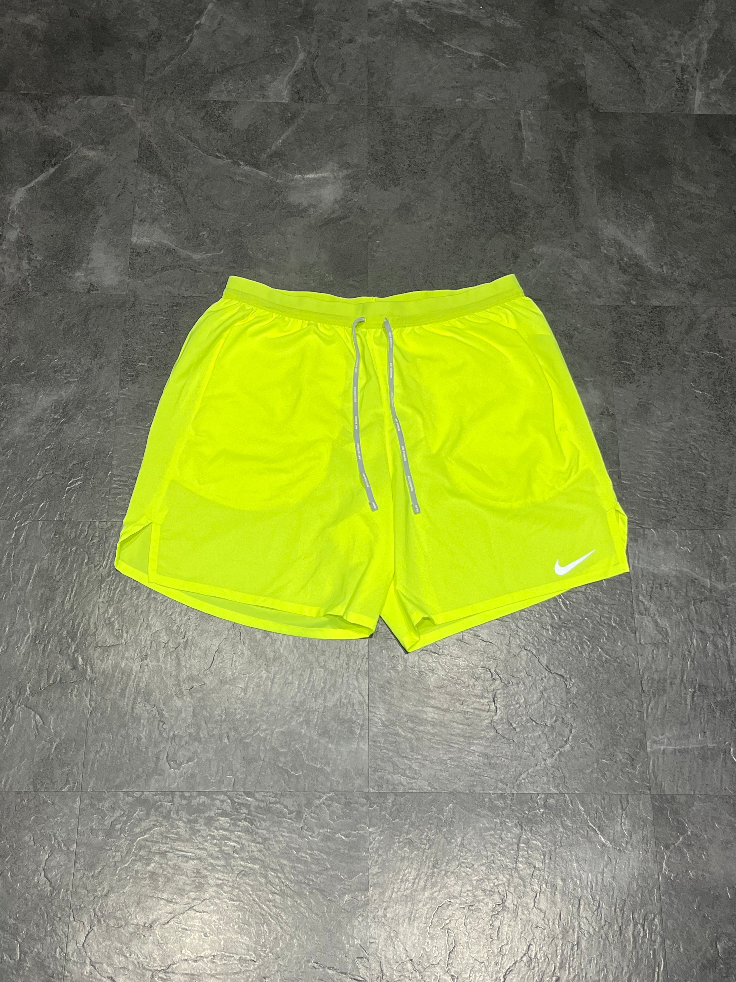 Neon Yellow Nike Men’s Dri Fit Flex Stride 7” Brief Lined Running Shorts