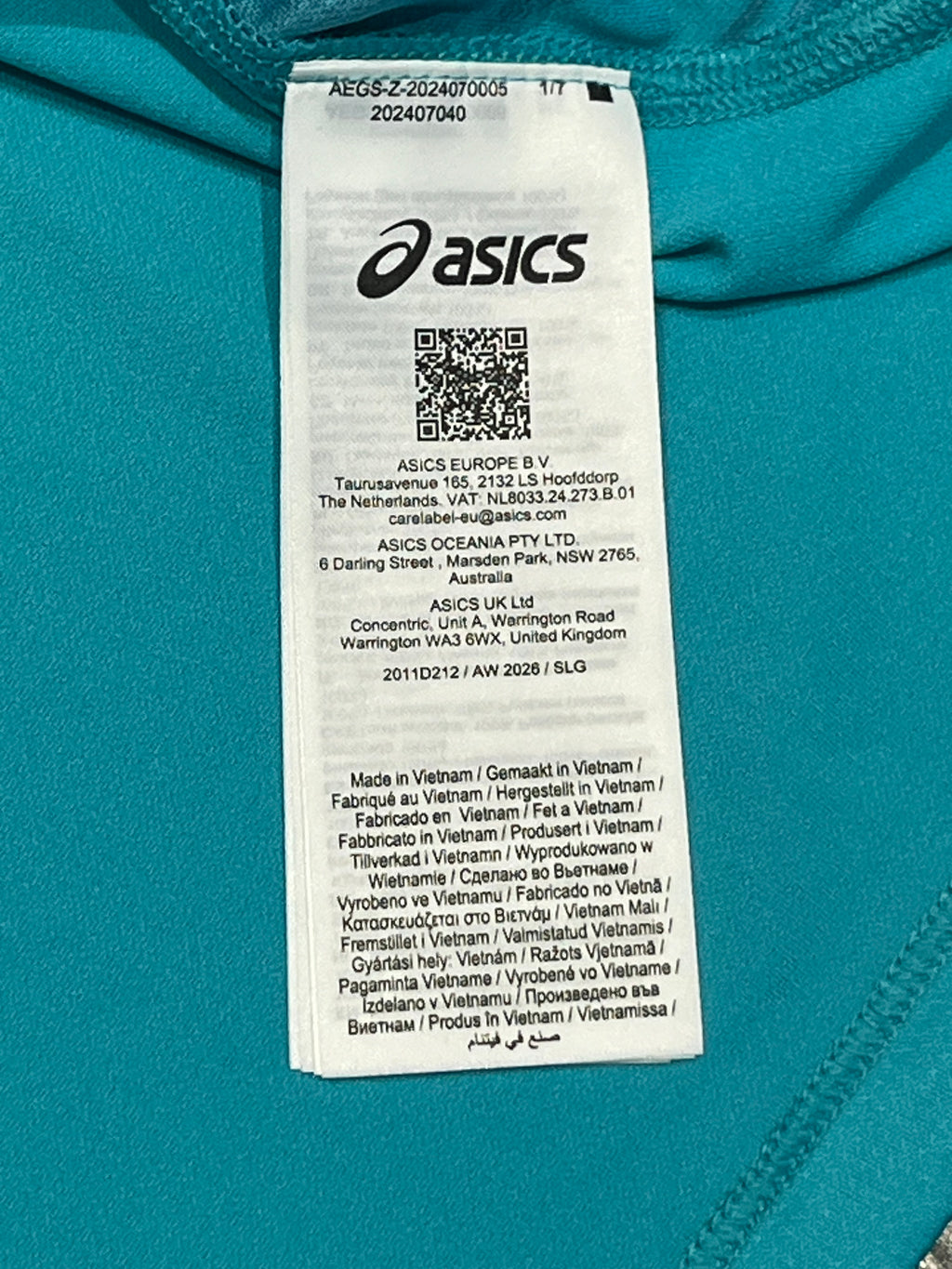 Aqua & Black Camo Asics Men’s Core Running T Shirt