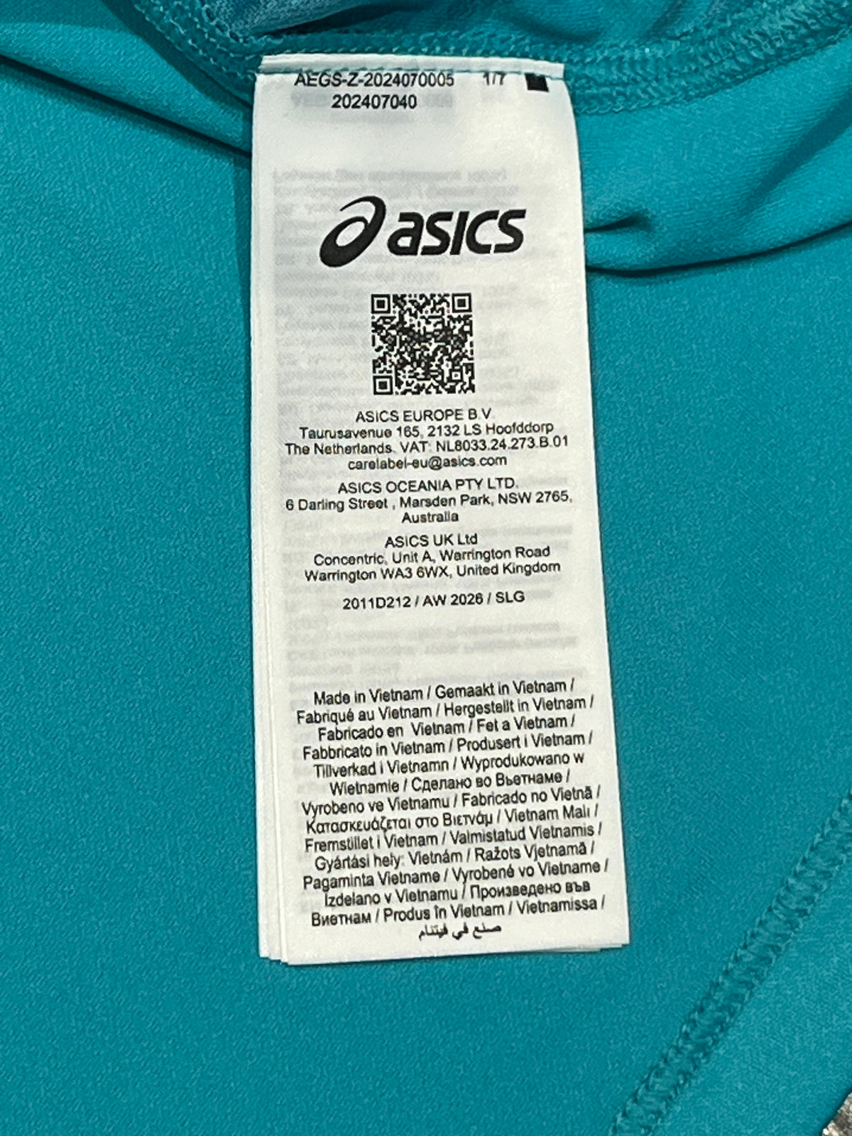 Aqua & Black Camo Asics Men’s Core Running T Shirt