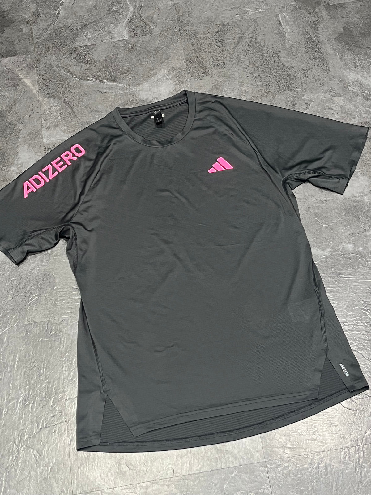 Black & Pink Adidas Men’s Adizero Heat.Dry Running T Shirt