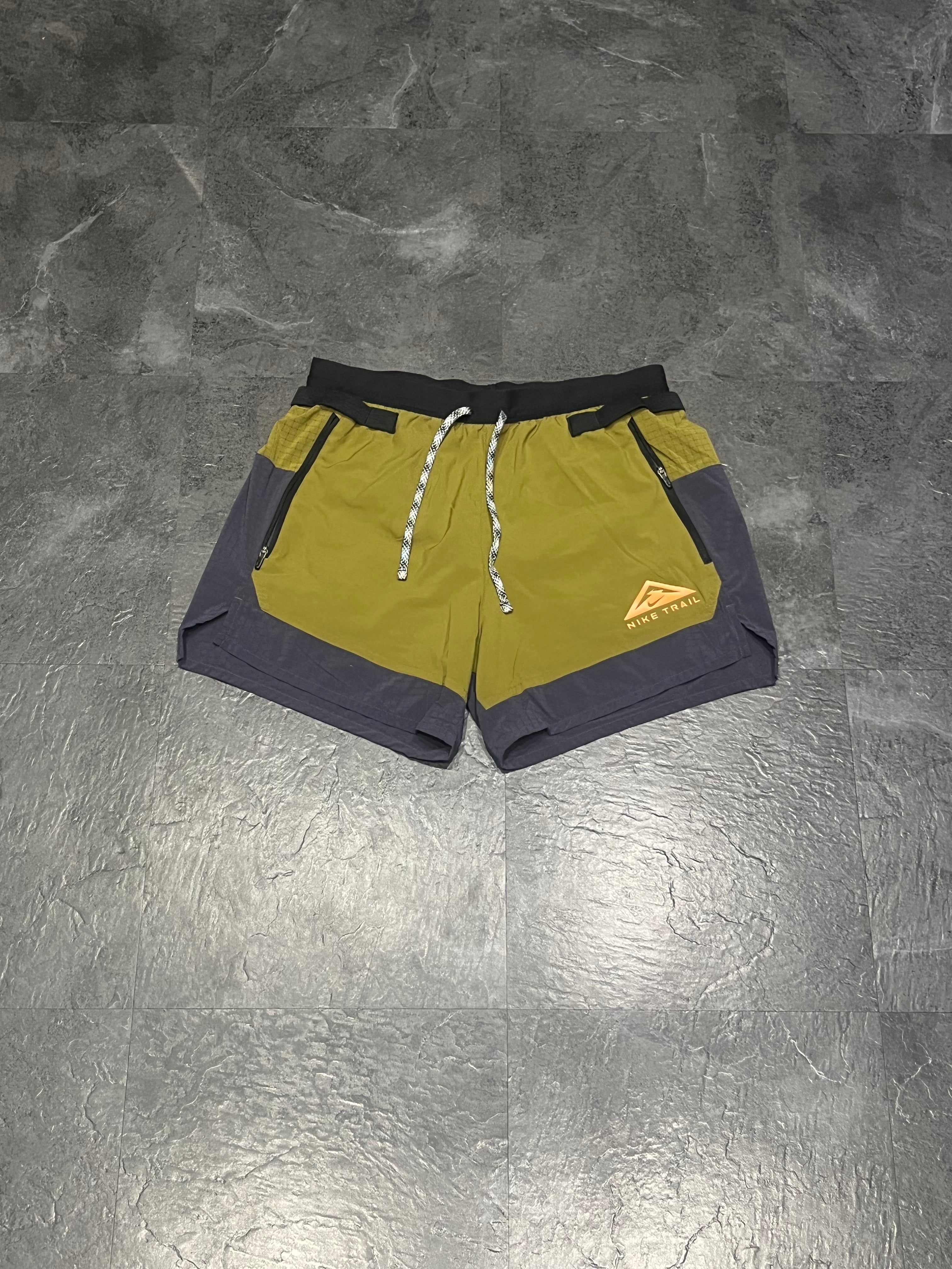 Olive Nike Men’s Dri Fit Trail Second Sunrise 5” Running Shorts