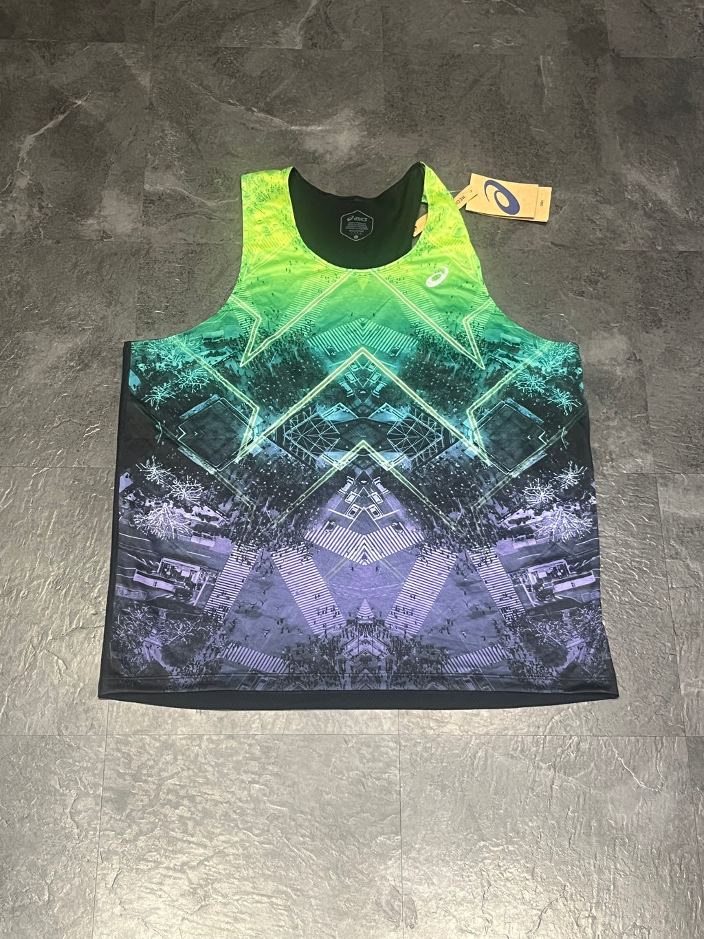 Green/Purple Gradient Asics Men’s Tokyo Marathon Racing Singlet