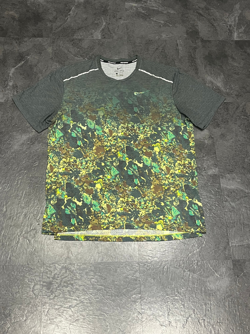 Green Floral Nike Men’s Dri Fit Miler Running T Shirt