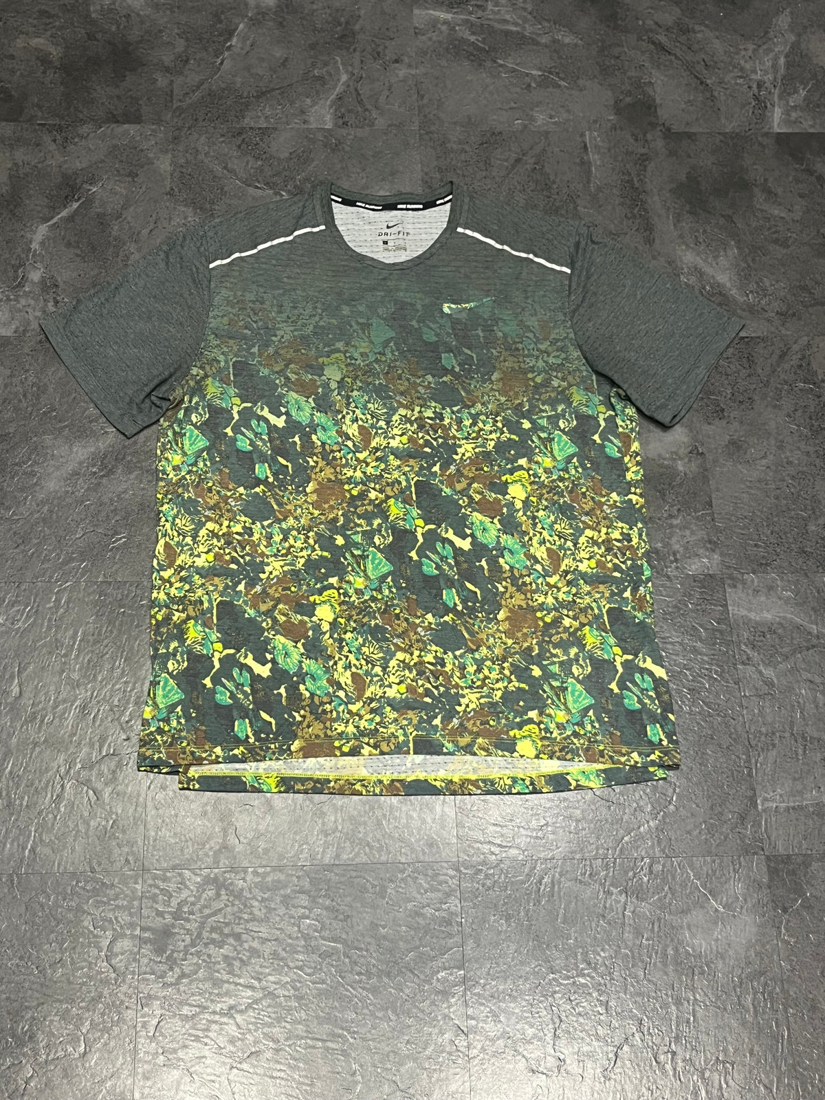 Green Floral Nike Men’s Dri Fit Miler Running T Shirt