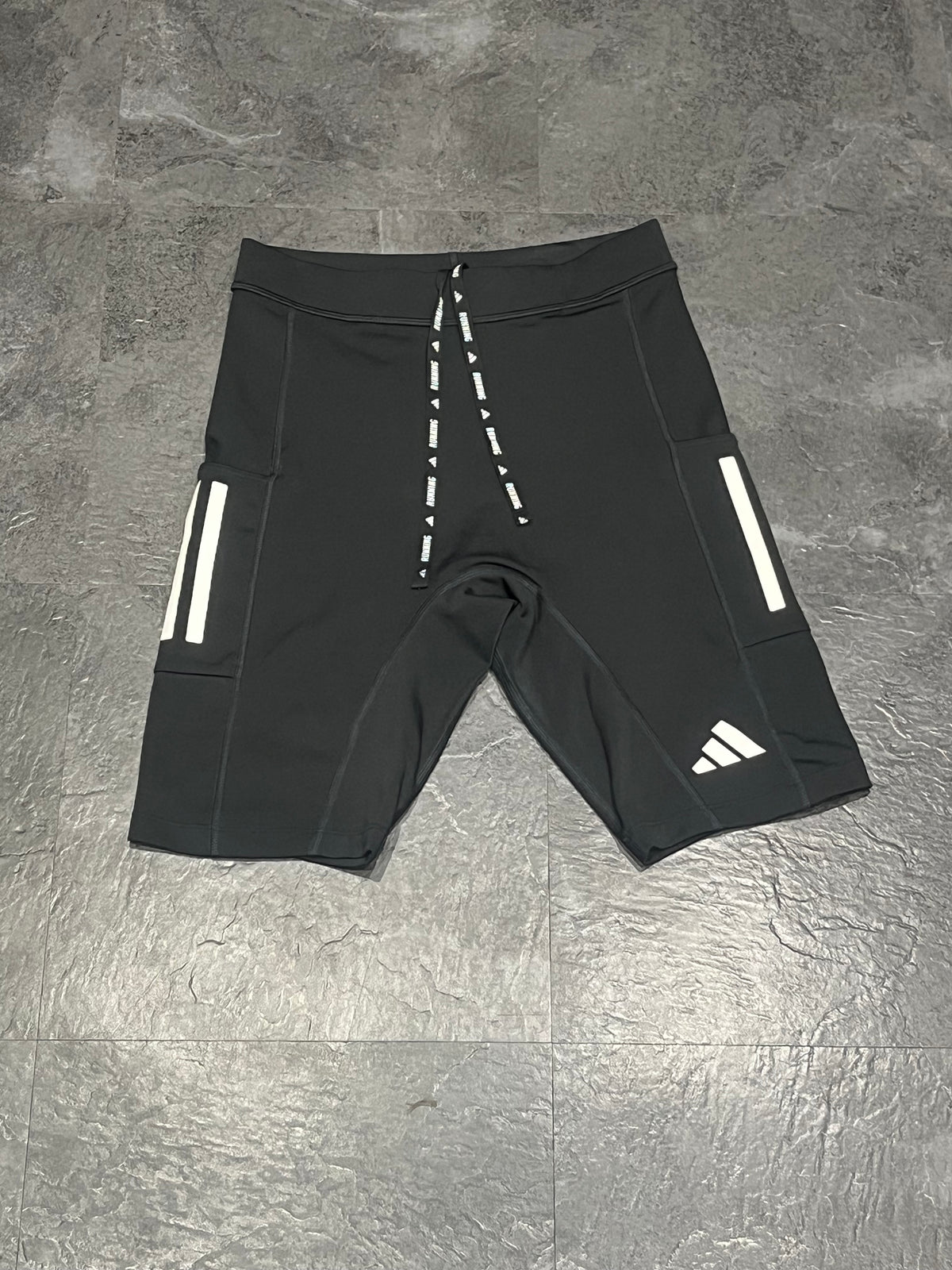 Black & White Adidas Men’s Aeroready “Own The Run” Racing 1/2 Tights