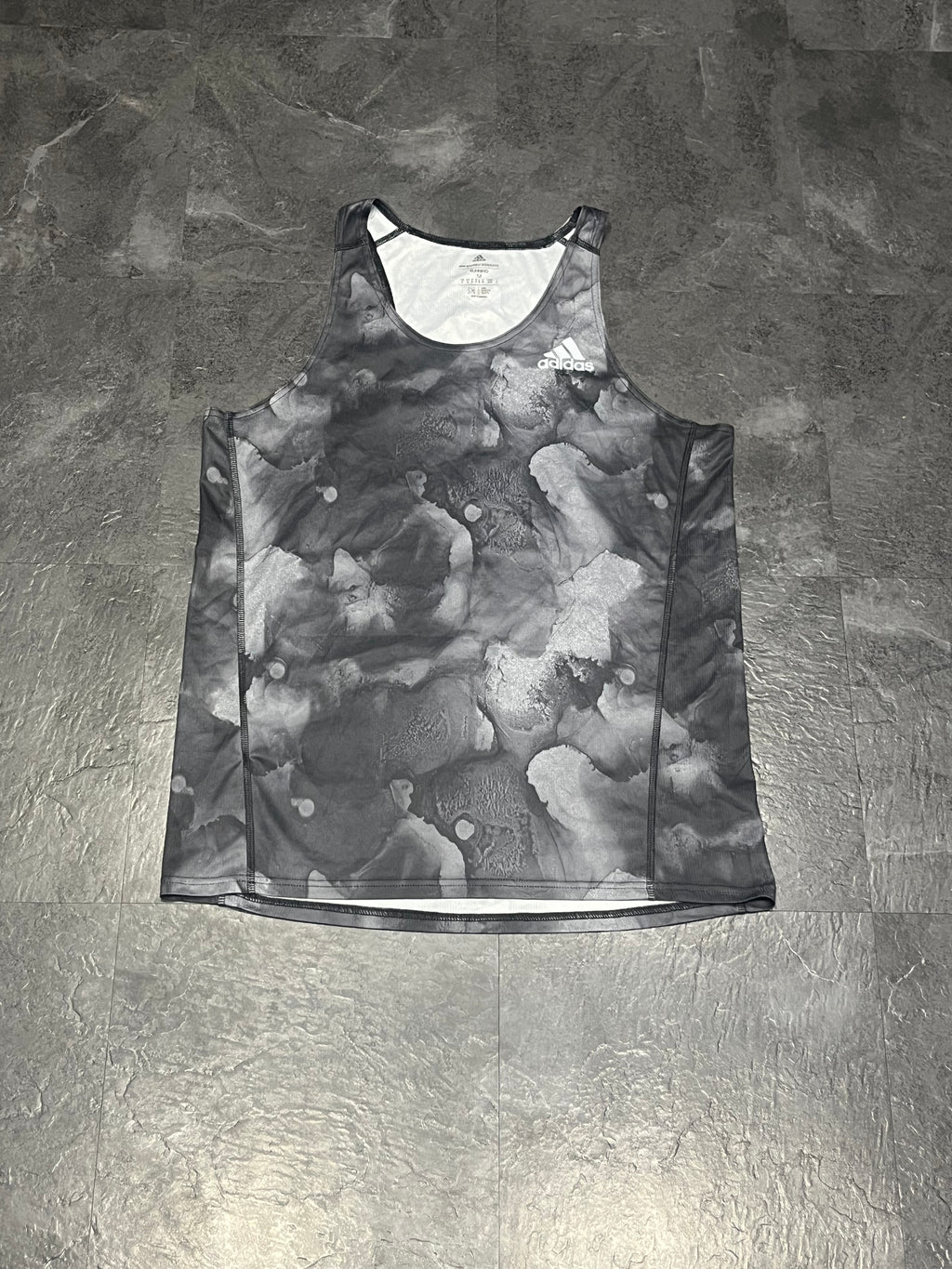 Black/Grey Patterned Adidas Men’s Aeroready Parley Racing Singlet