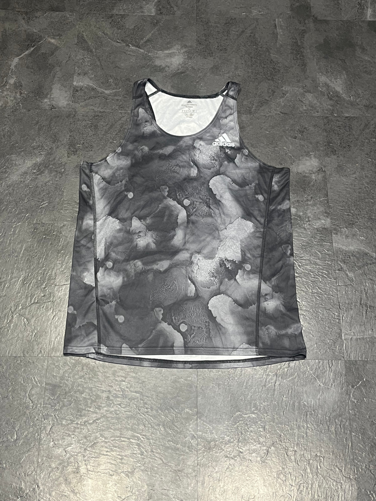 Black/Grey Patterned Adidas Men’s Aeroready Parley Racing Singlet