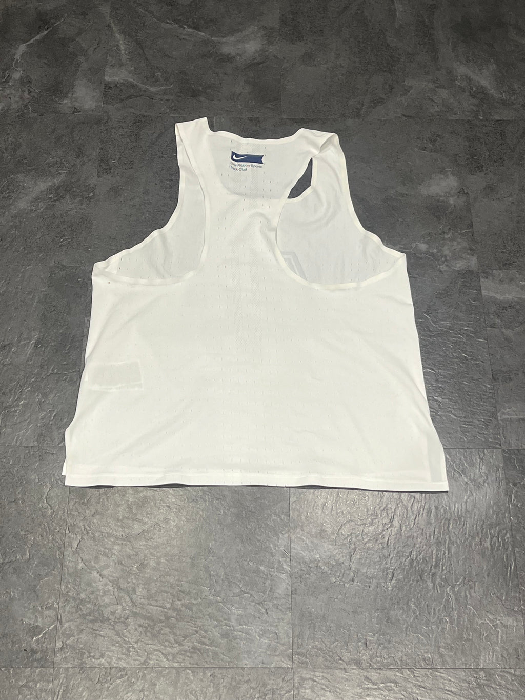 White Nike Blue Ribbon Aeroswift Racing Singlet