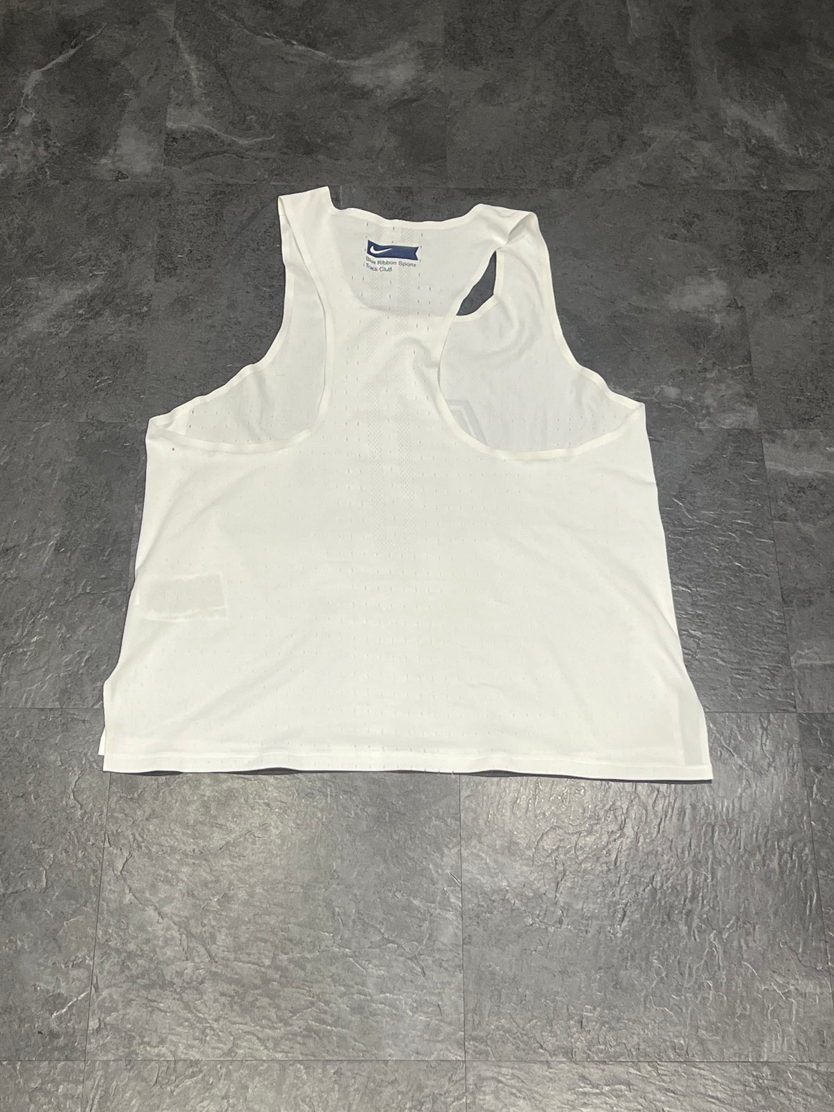 White Nike Blue Ribbon Aeroswift Racing Singlet