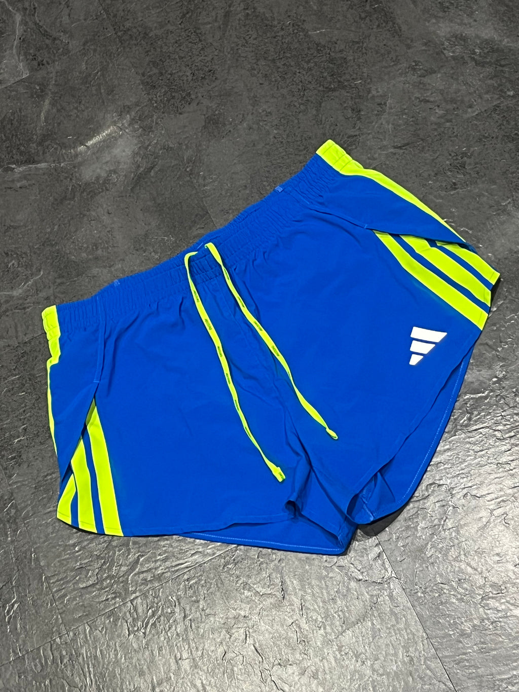 Blue & Lime Adidas Adizero Men’s 3” Brief Lined Racing Split Shorts
