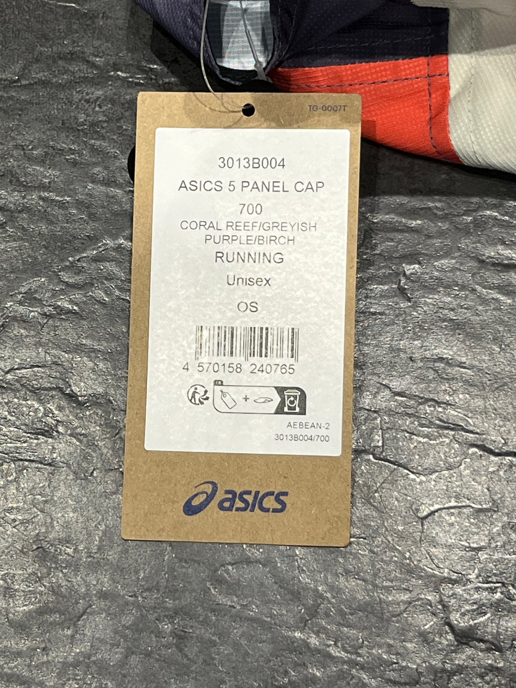 Coral Reef/Purple/Birch Asics 5 Panel Running Cap