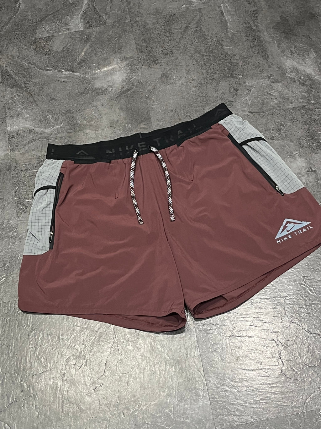 Taupe & Grey Nike Men’s Dri Fit Trail “ Second Sunrise” 5” Brief Lined Running Shorts