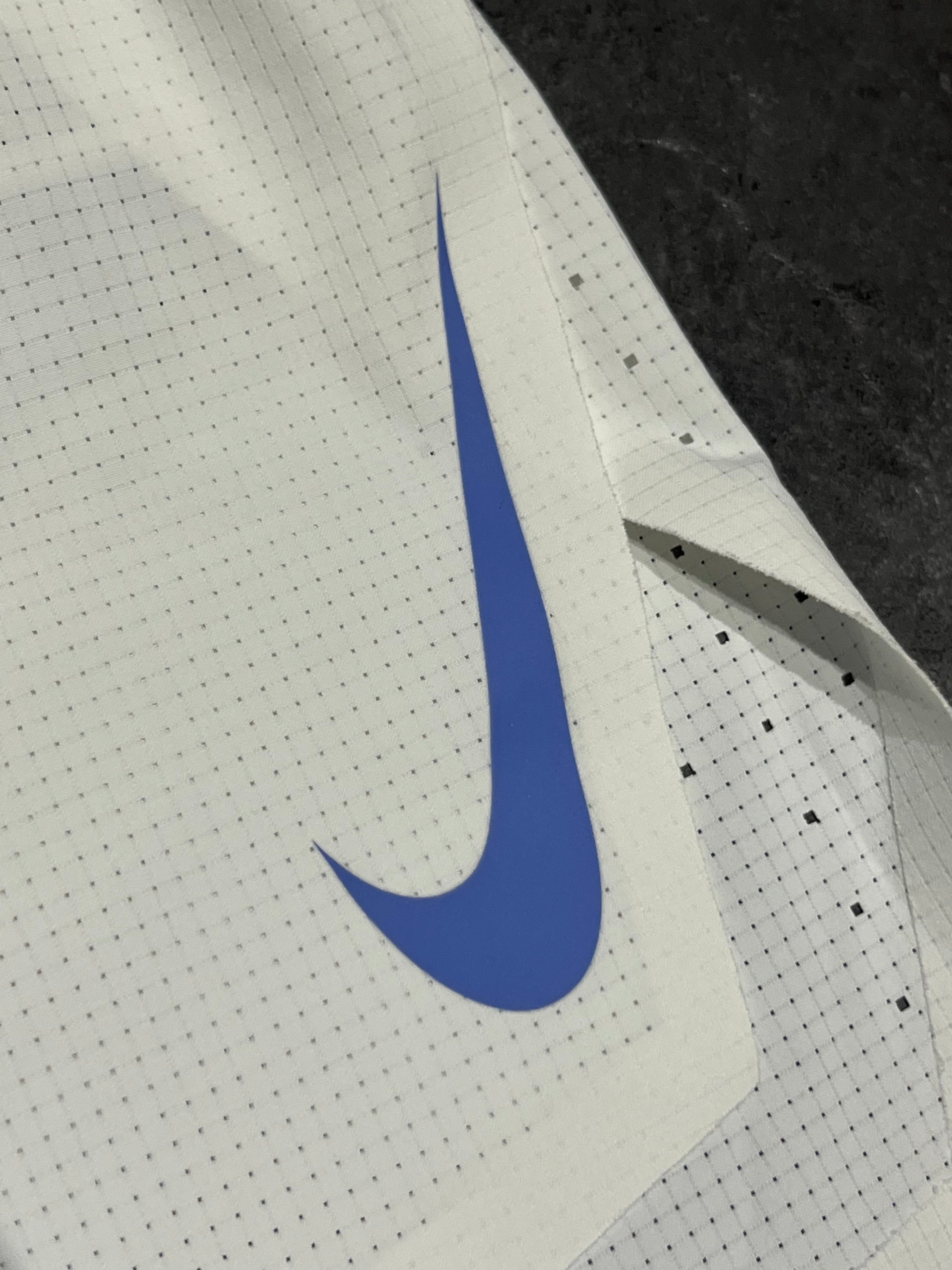 White & Blue Nike Men’s Dri Fit ADV 2” Racing Split Shorts