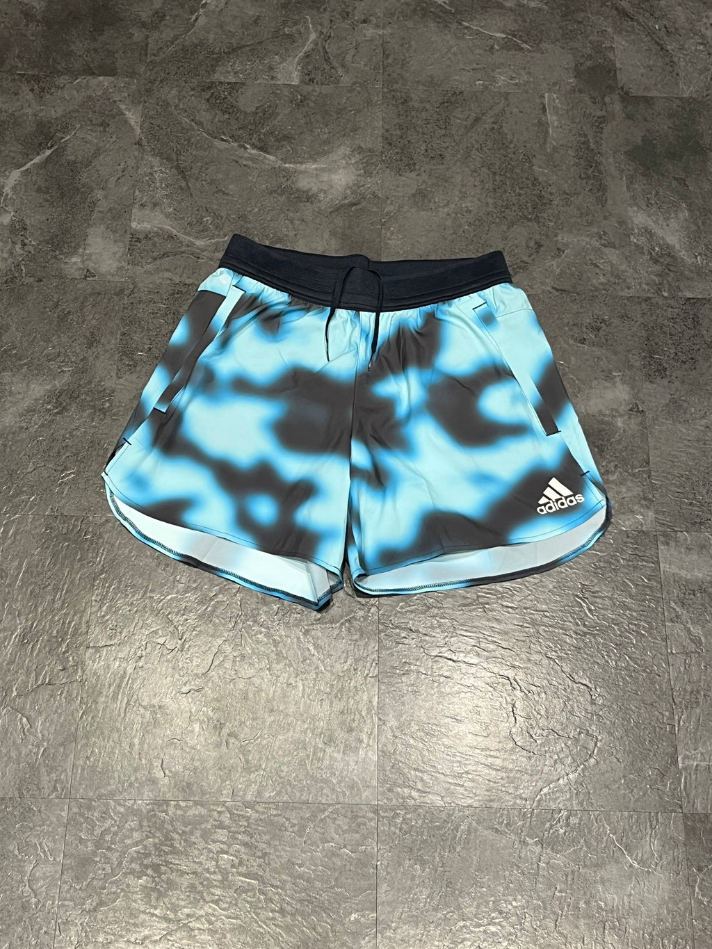 Blue/Black Adidas Men’s Icon Graphic Running Shorts