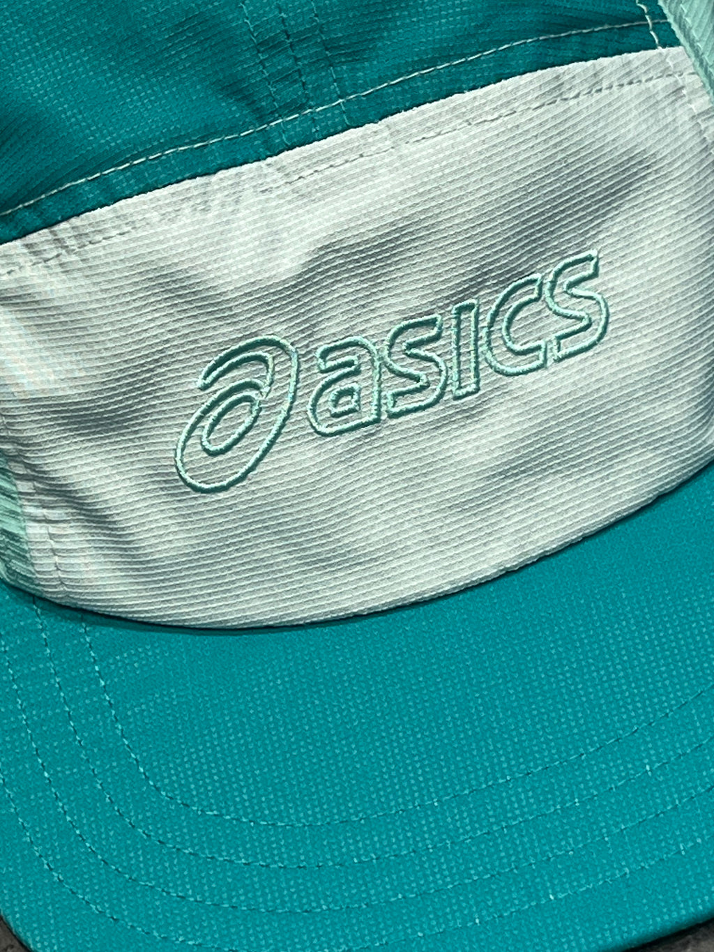 Energy Aqua & White Asics 5 Panel Running Cap - Unisex