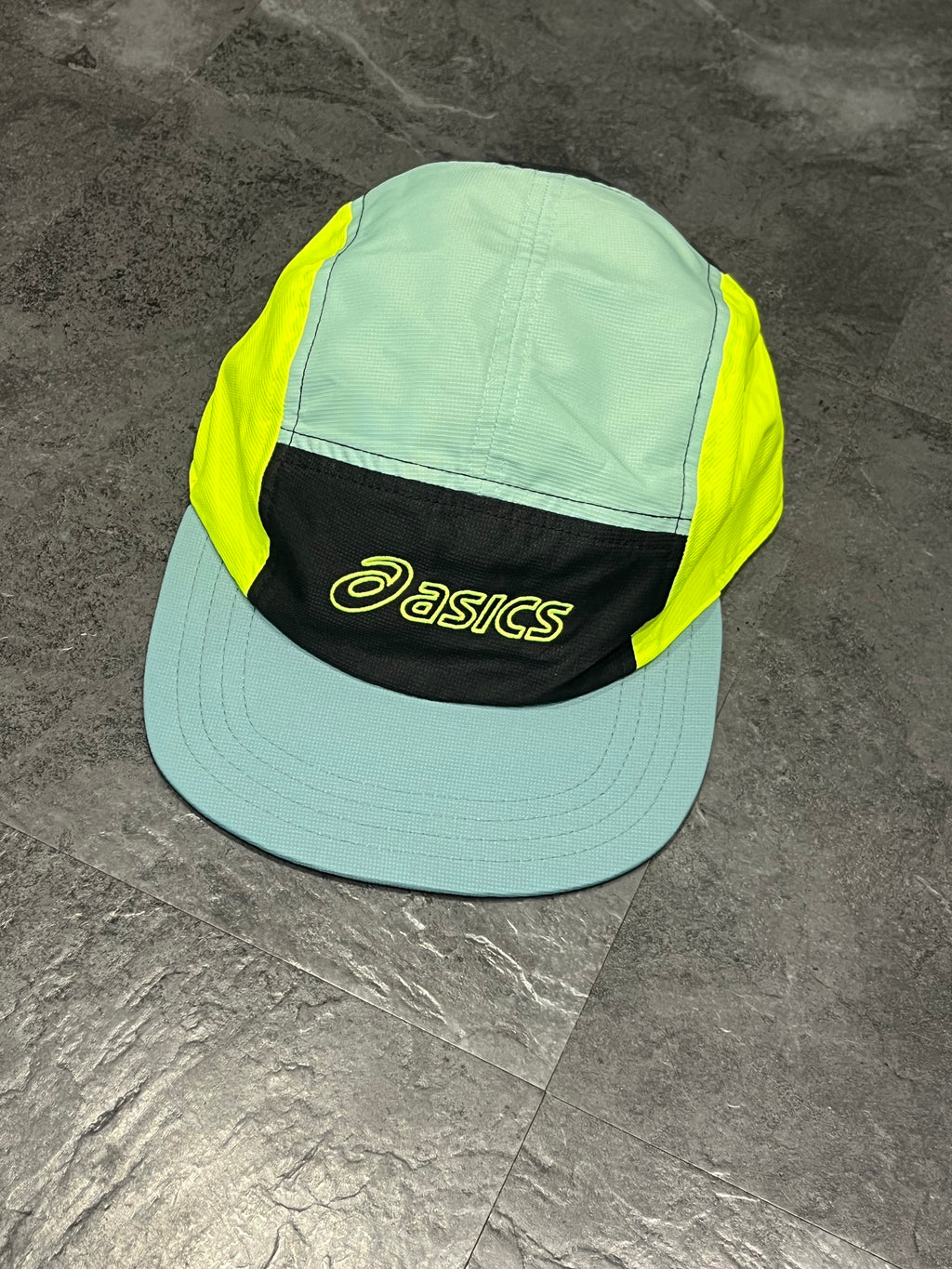 Light Green/Bright Yellow/Black Asics 5 Panel Running Cap - Unisex