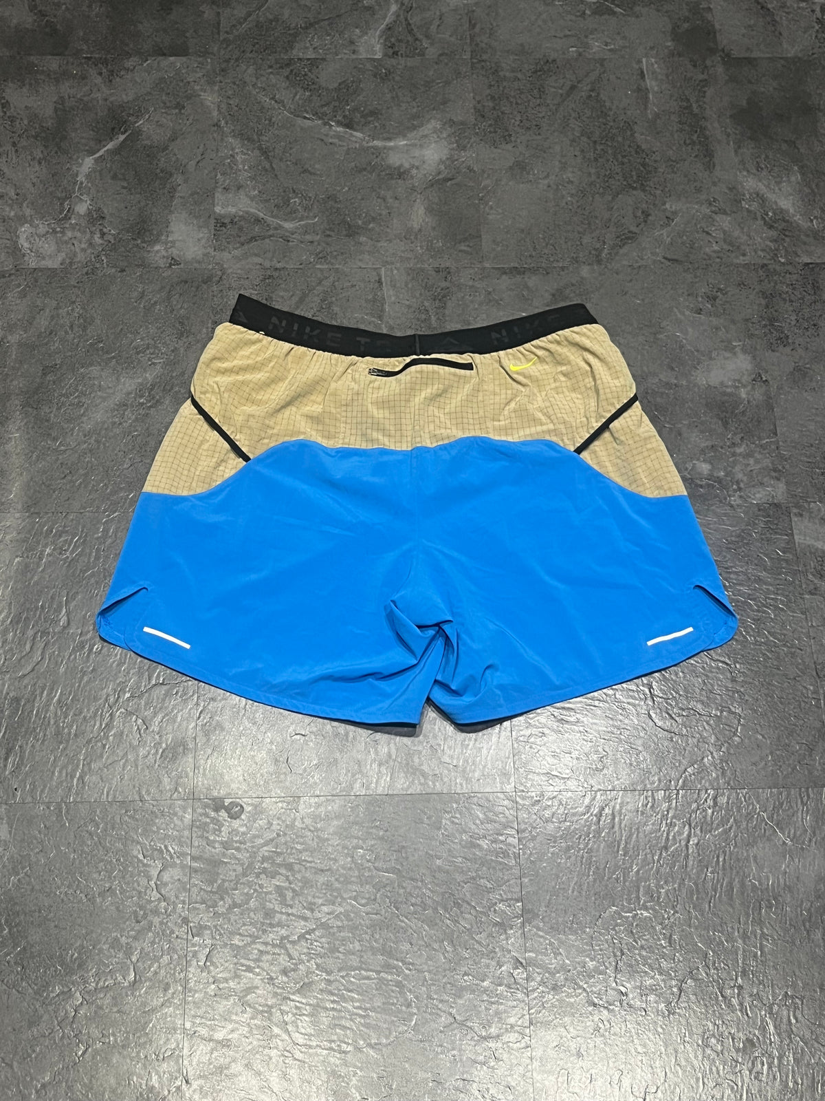 Blue & Beige Nike Men’s Dri Fit Trail “Second Sunrise” 7” Brief Lined Running Shorts