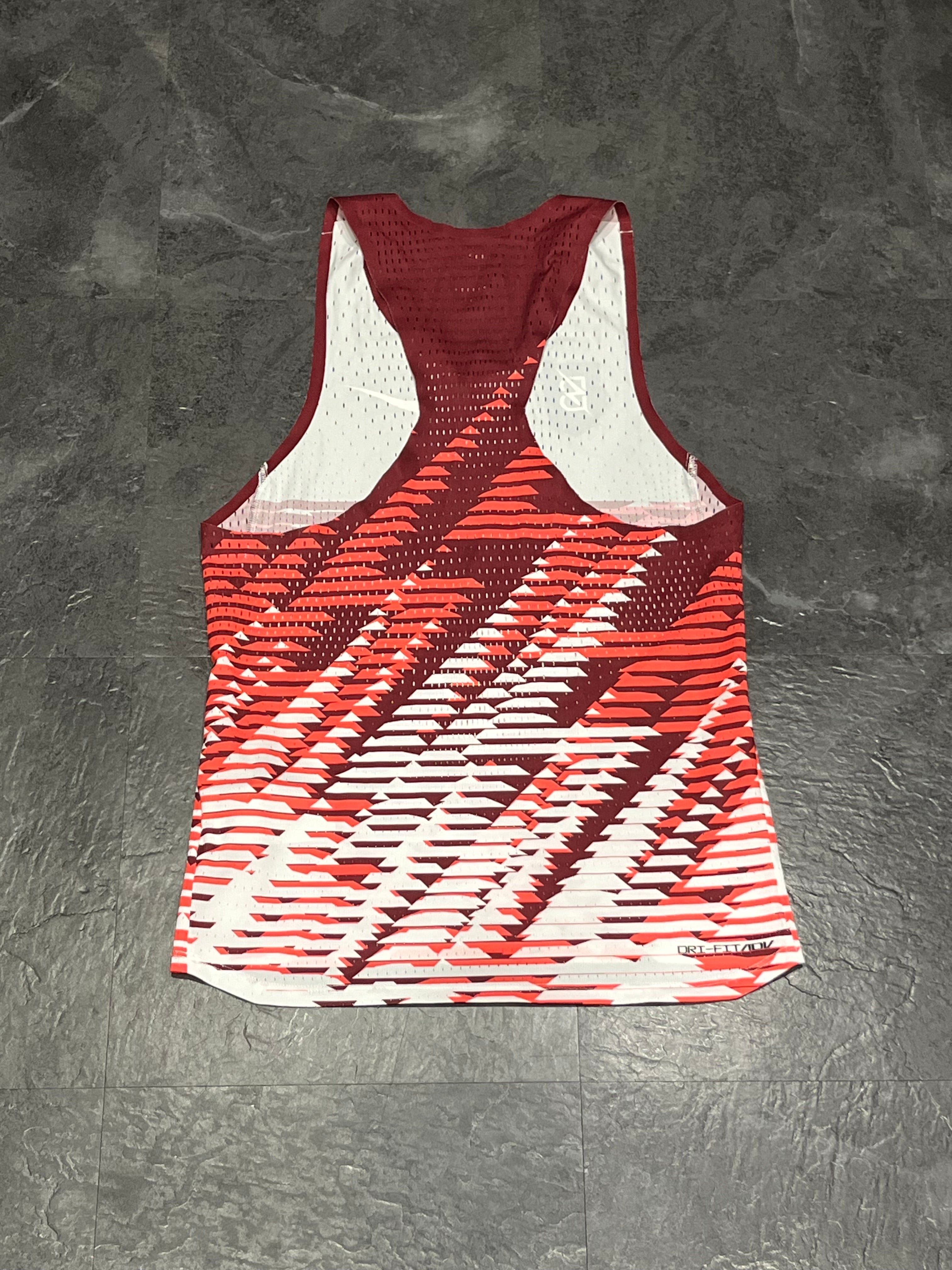 Red & White Nike Mens Dri Fit ADV Aeroswift Bowerman Track Club Racing Singlet