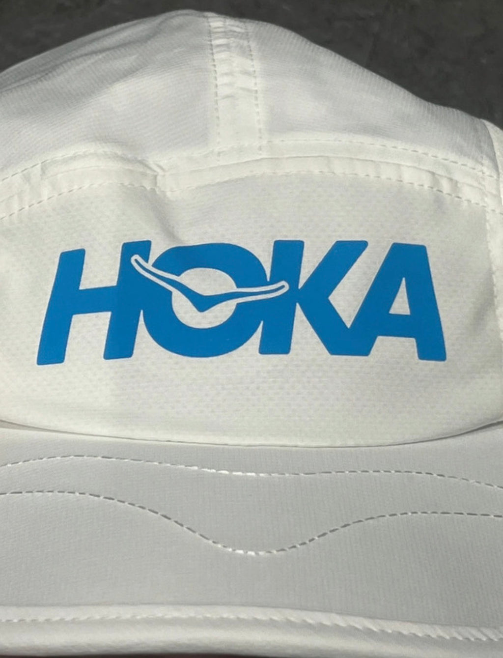 White & Blue HOKA One One Unisex Lightweight Running Cap