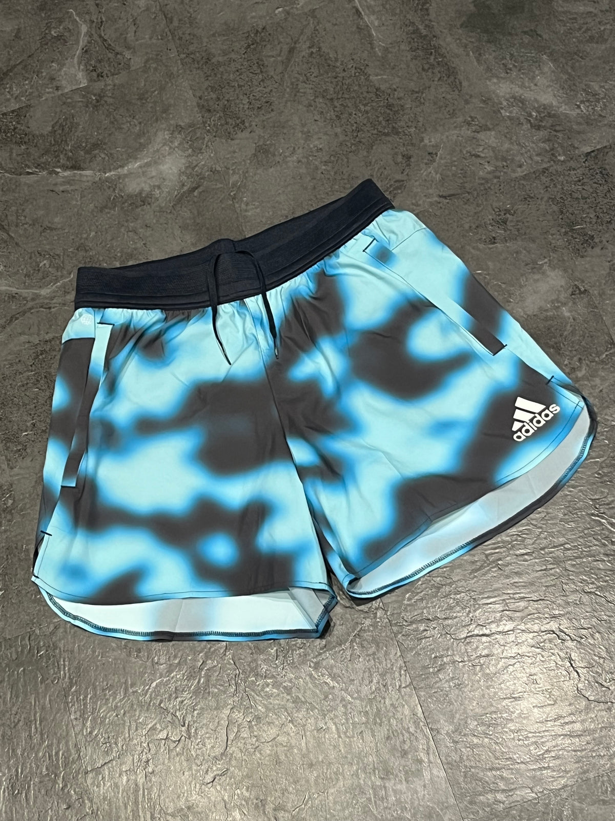 Blue/Black Adidas Men’s Icon Graphic Running Shorts