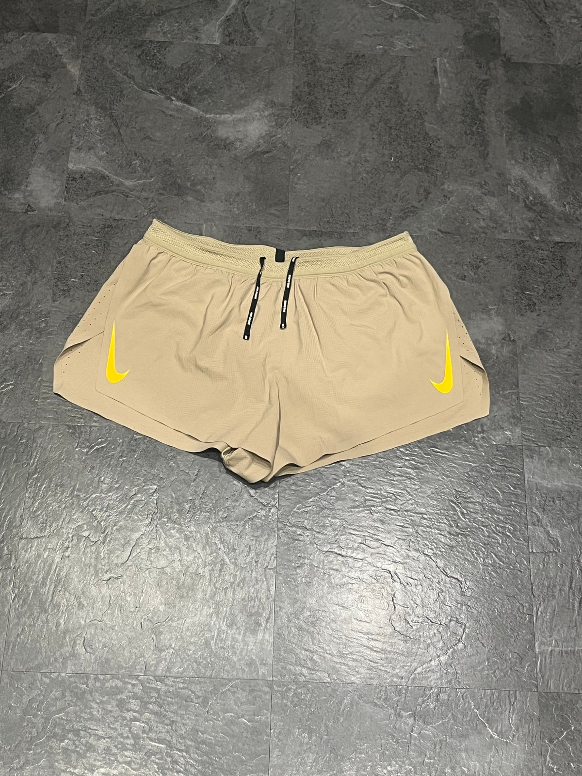 Beige Nike Men’s Dri Fit ADV Aeroswift 2” Racing Split Shorts