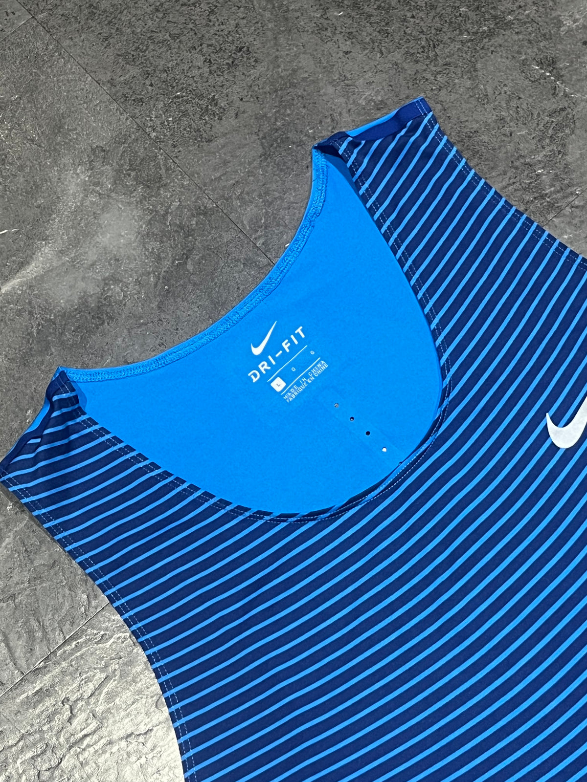 Blue Nike Me’s Dri Fit Pro Elite Singlet