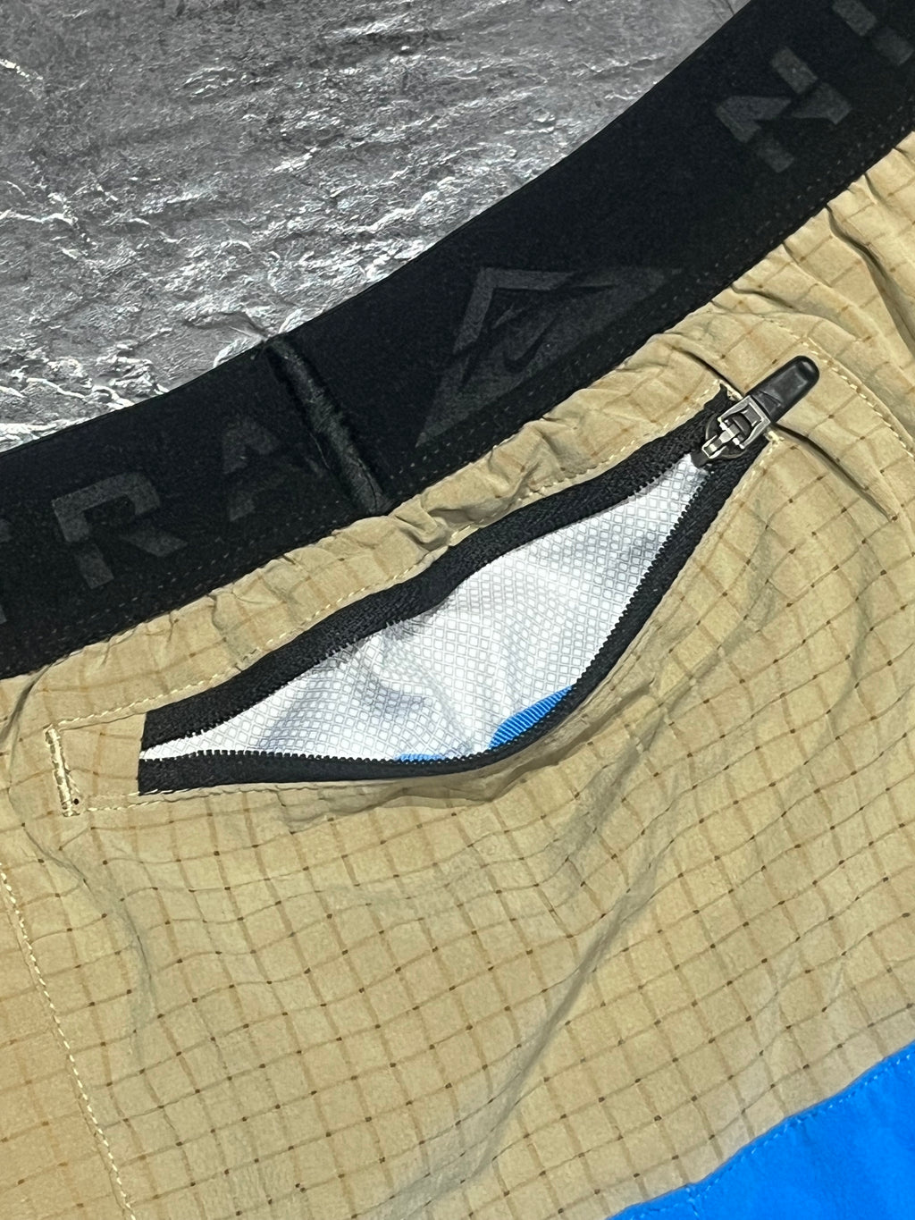 Blue & Beige Nike Men’s Dri Fit Trail “Second Sunrise” 7” Brief Lined Running Shorts