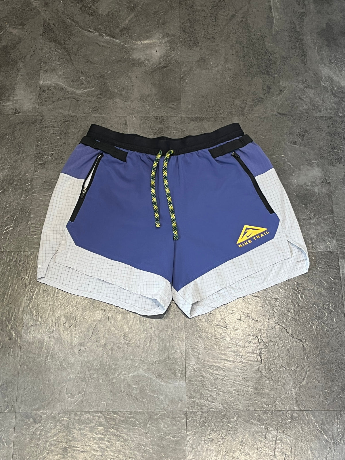 Blue & White Nike Men’s Dri Fit Trail 5” Brief Lined Running Shorts