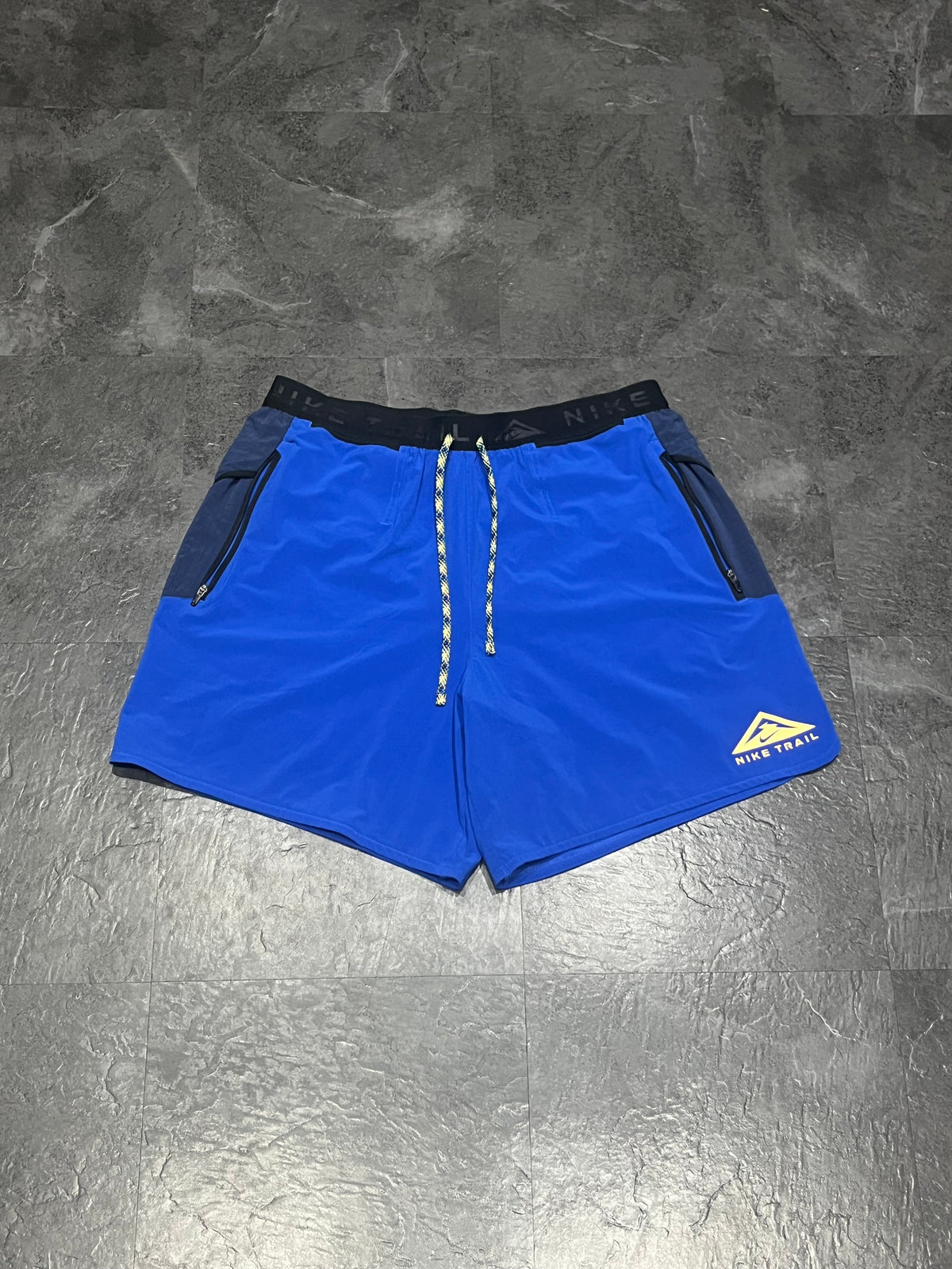 Blue Nike “Second Sunrise” Men’s Dri Fit Trail 7” Brief Lined Running Shorts