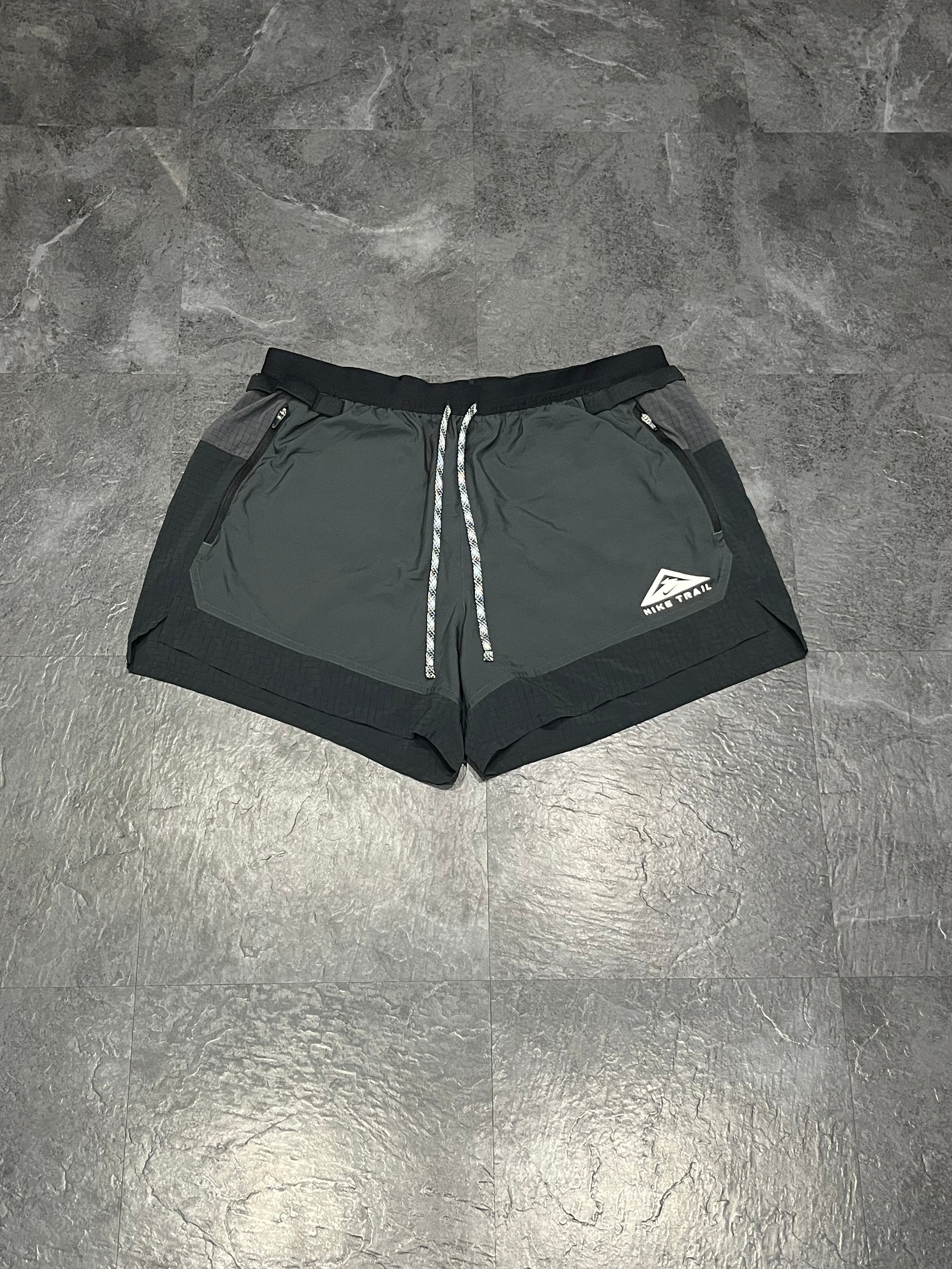 Black & Grey Nike Men’s Dri Fit Trail 5” Brief Lined Shorts