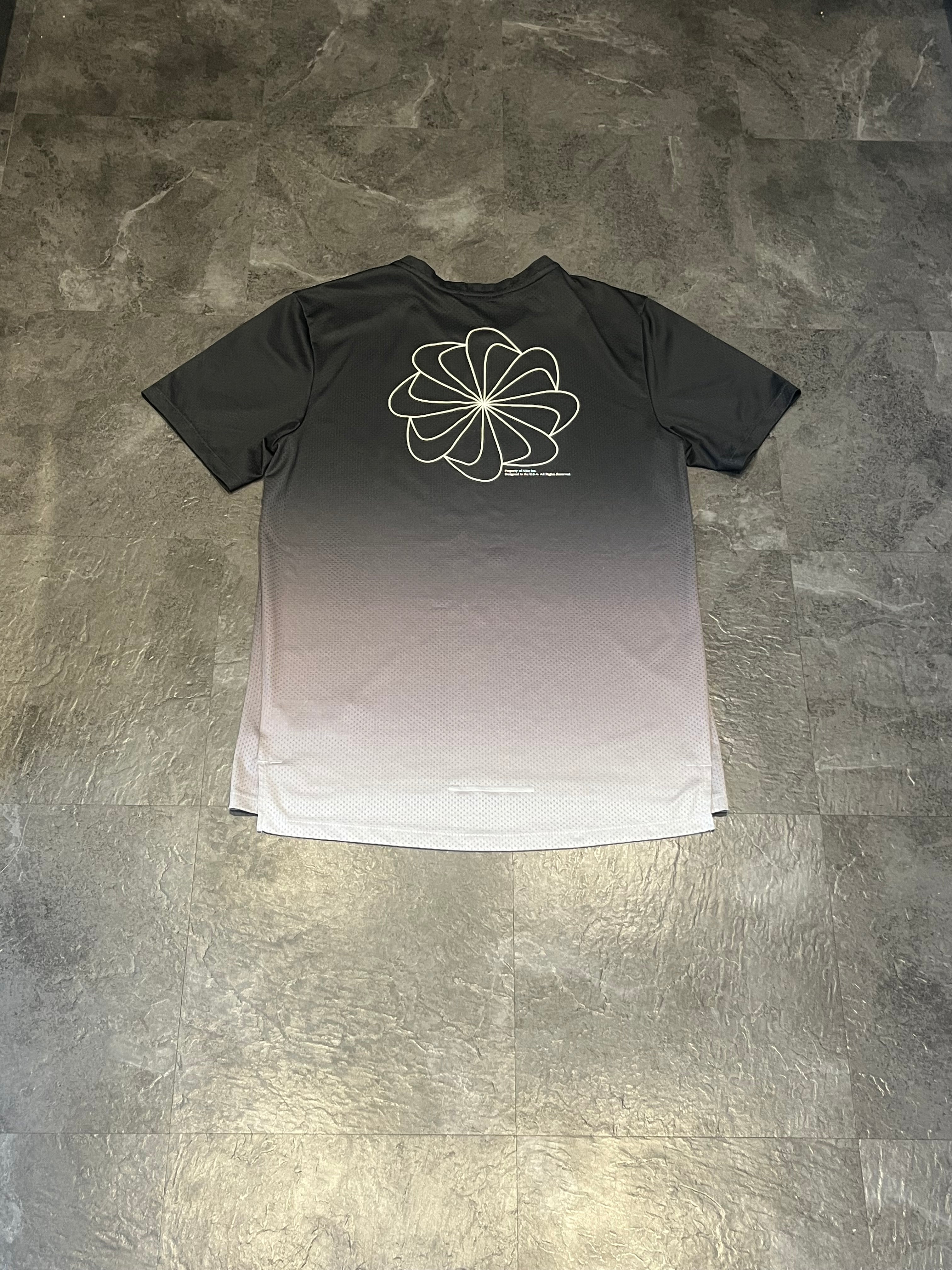 Black & Grey Gradient Nike Mens Dri Fit Miler SS Running T Shirt