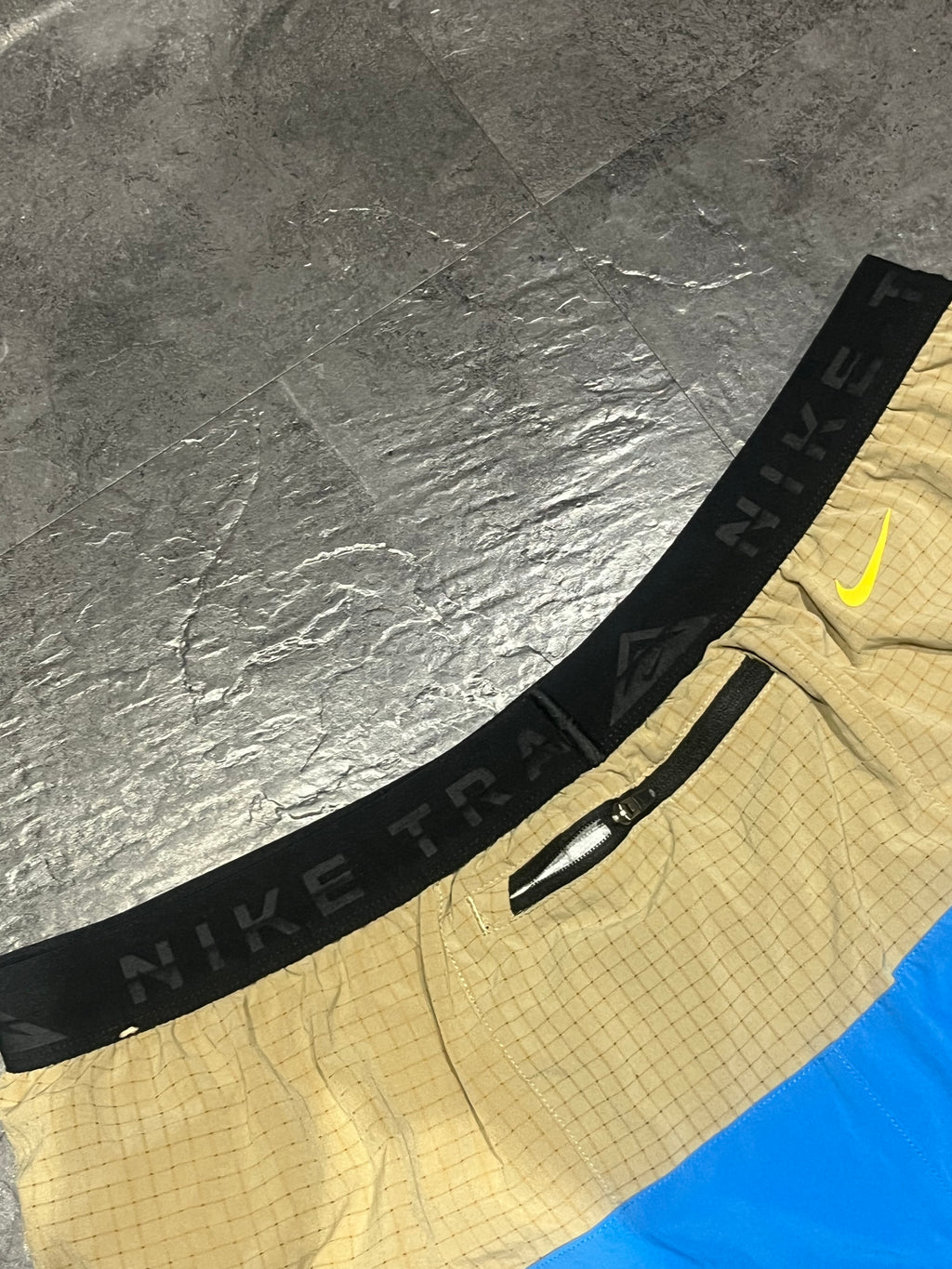 Blue & Beige Nike Men’s Dri Fit Trail “Second Sunrise” 7” Brief Lined Running Shorts