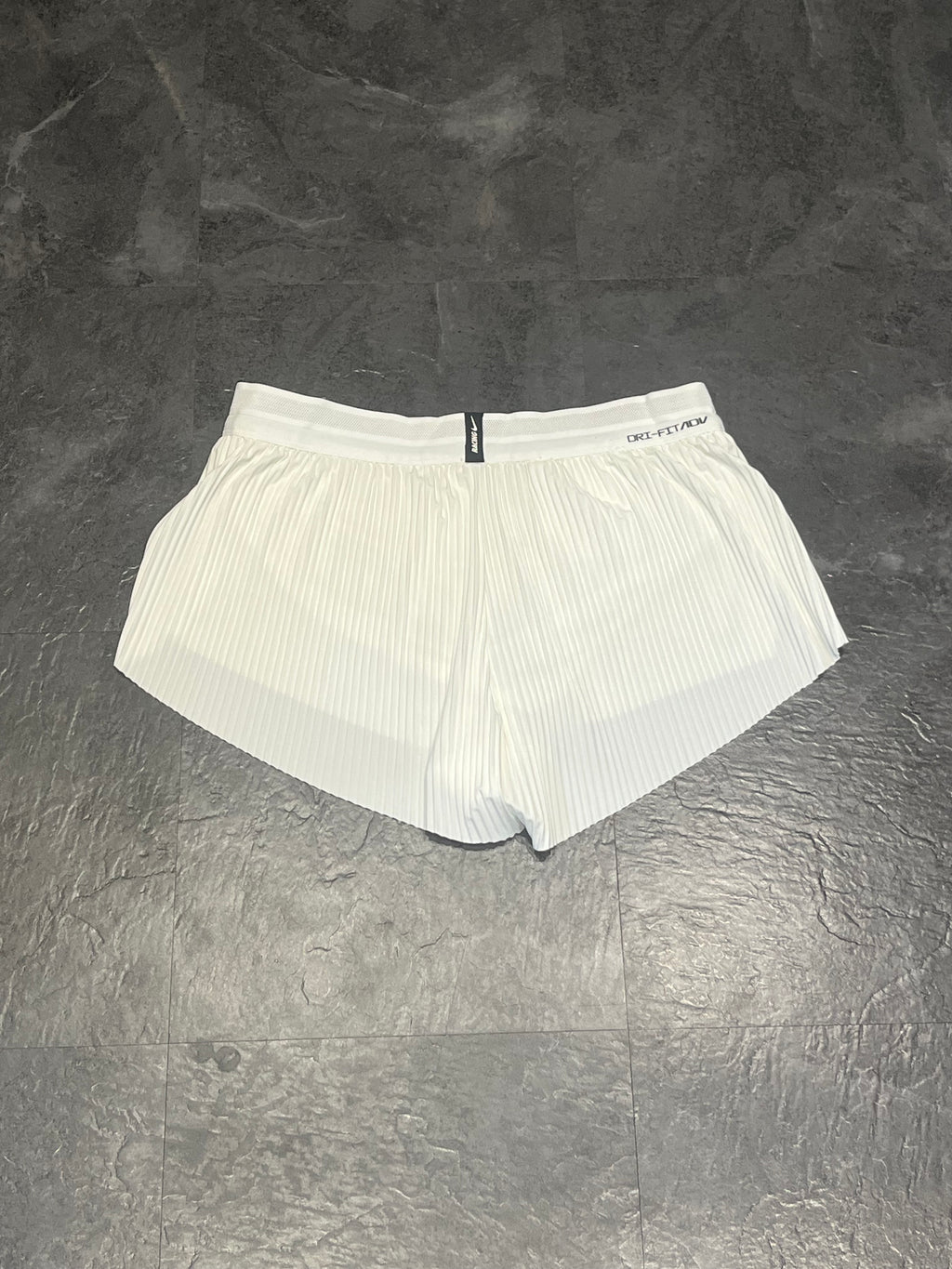 White Nike Women’s Dri Fit ADV 3” Racing Split Shorts