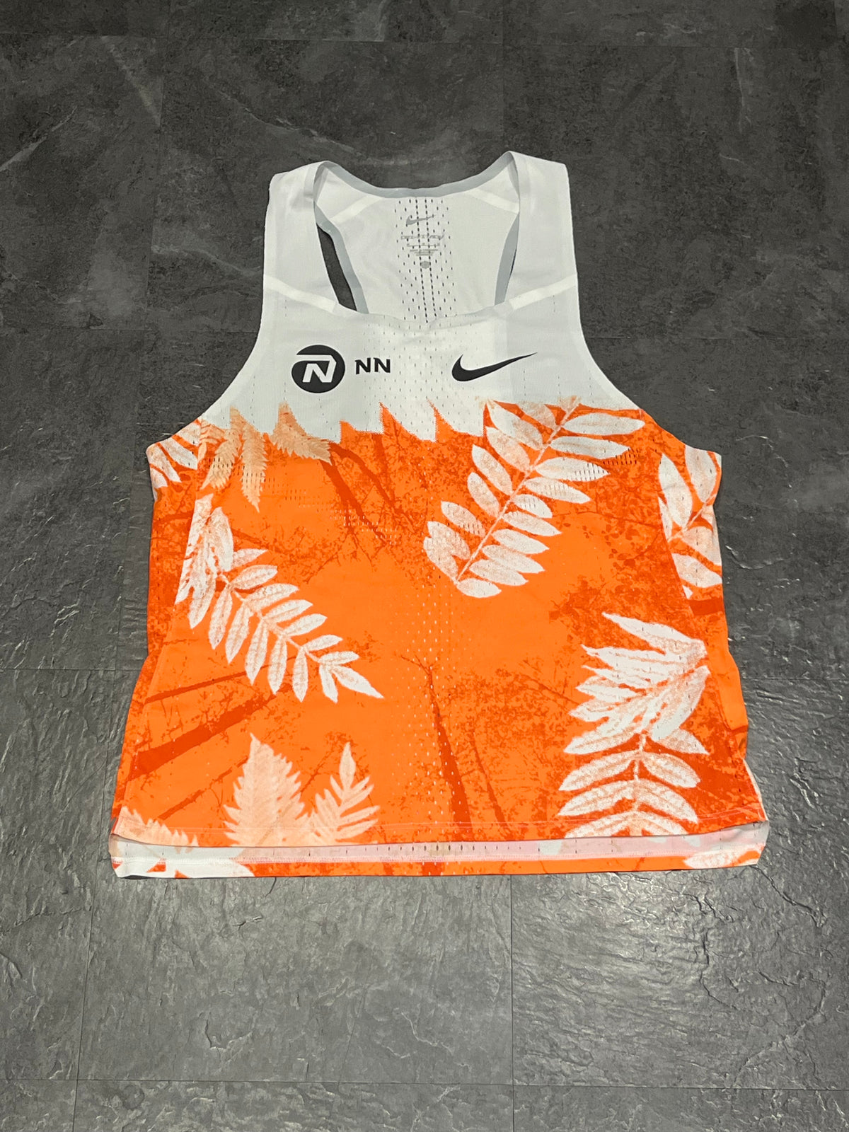 Orange & White Nike Men’s Dri Fit ADV Aeroswift Team NN Singlet
