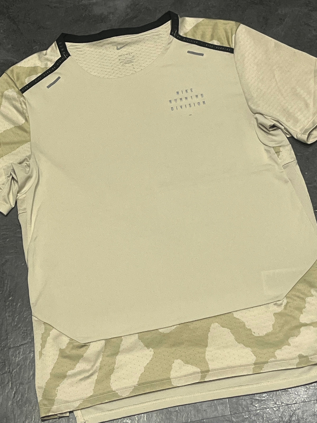 Beige Nike Men’s Dri Fit Rise 365 Running Division T Shirt