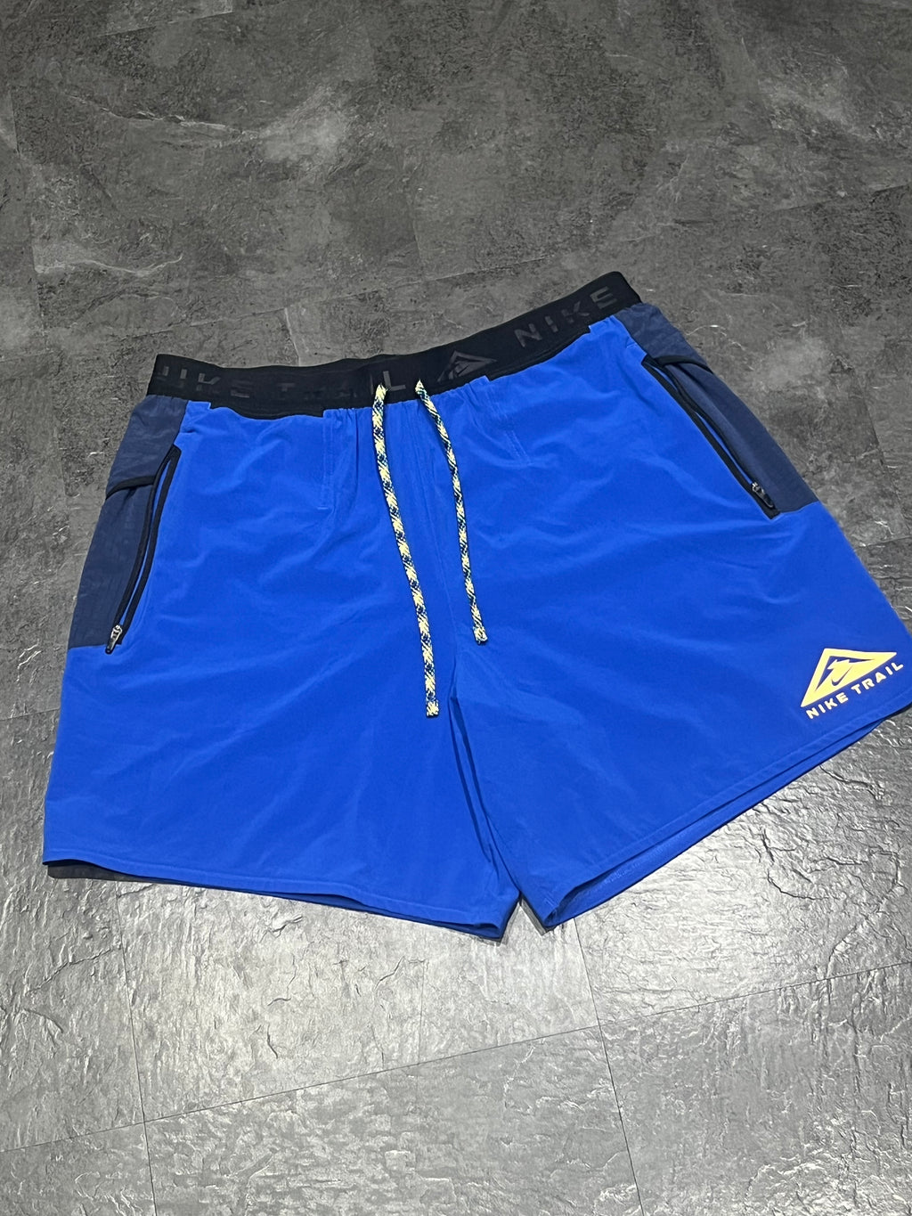 Blue Nike “Second Sunrise” Men’s Dri Fit Trail 7” Brief Lined Running Shorts