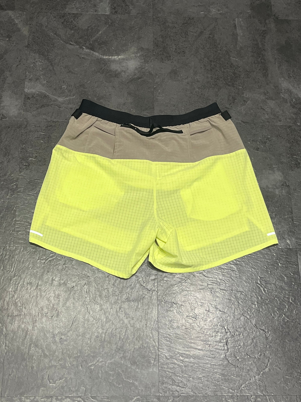 Beige & Light Lemon Nike Men” Dri Fit Trail 5” Brief Lined Running Shorts