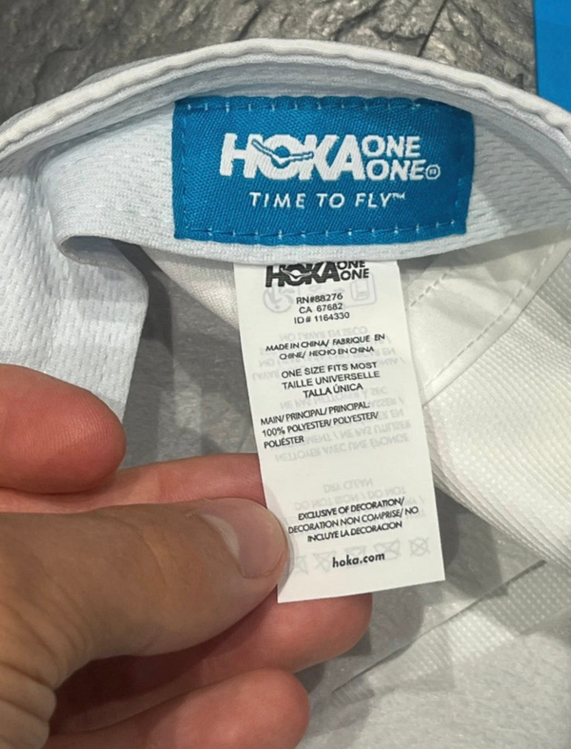 White & Blue HOKA One One Unisex Lightweight Running Cap