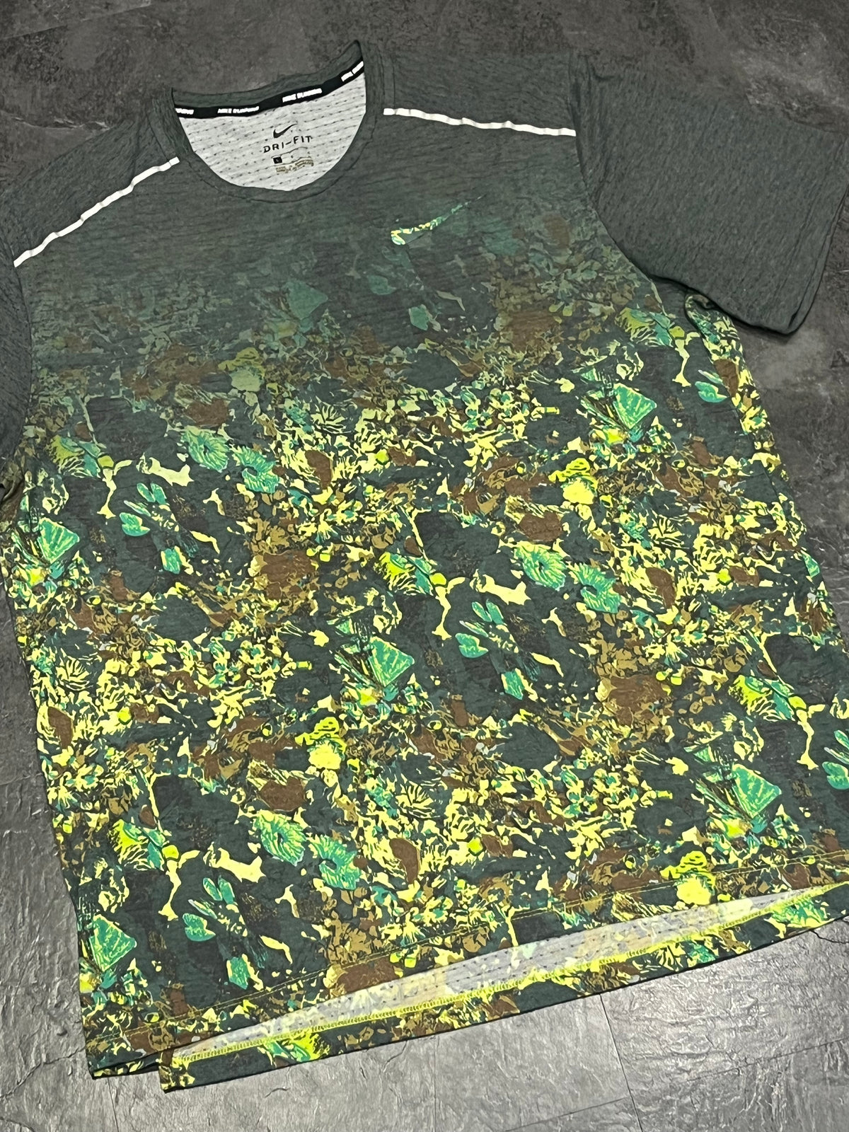 Green Floral Nike Men’s Dri Fit Miler Running T Shirt