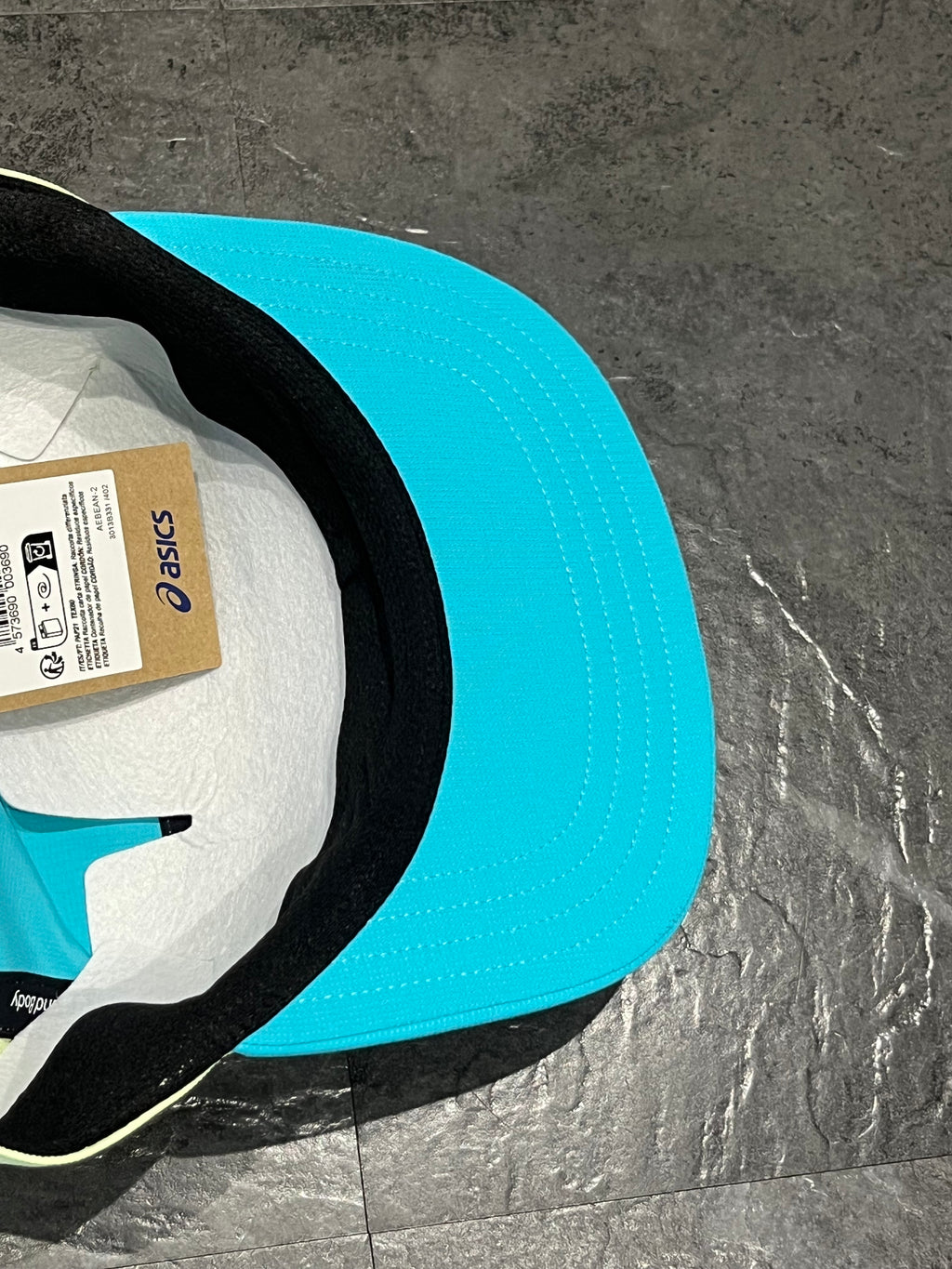 Energy Aqua/White Asics 5 Panel Running Cap - Unisex