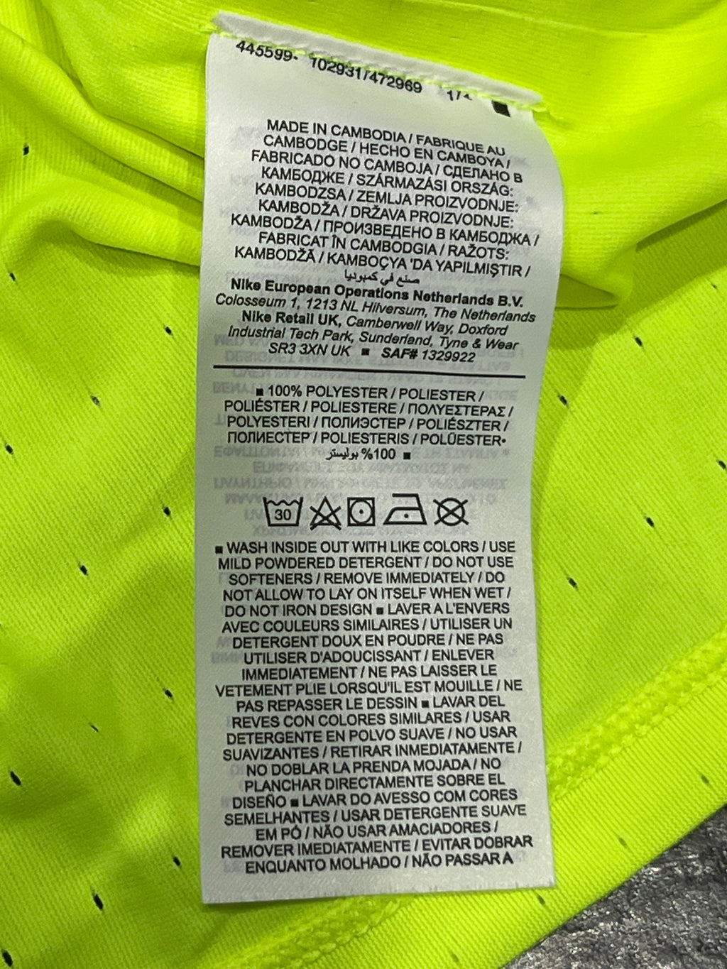 Neon Yellow Nike Men’s Dri Fit ADV Racing Singlet