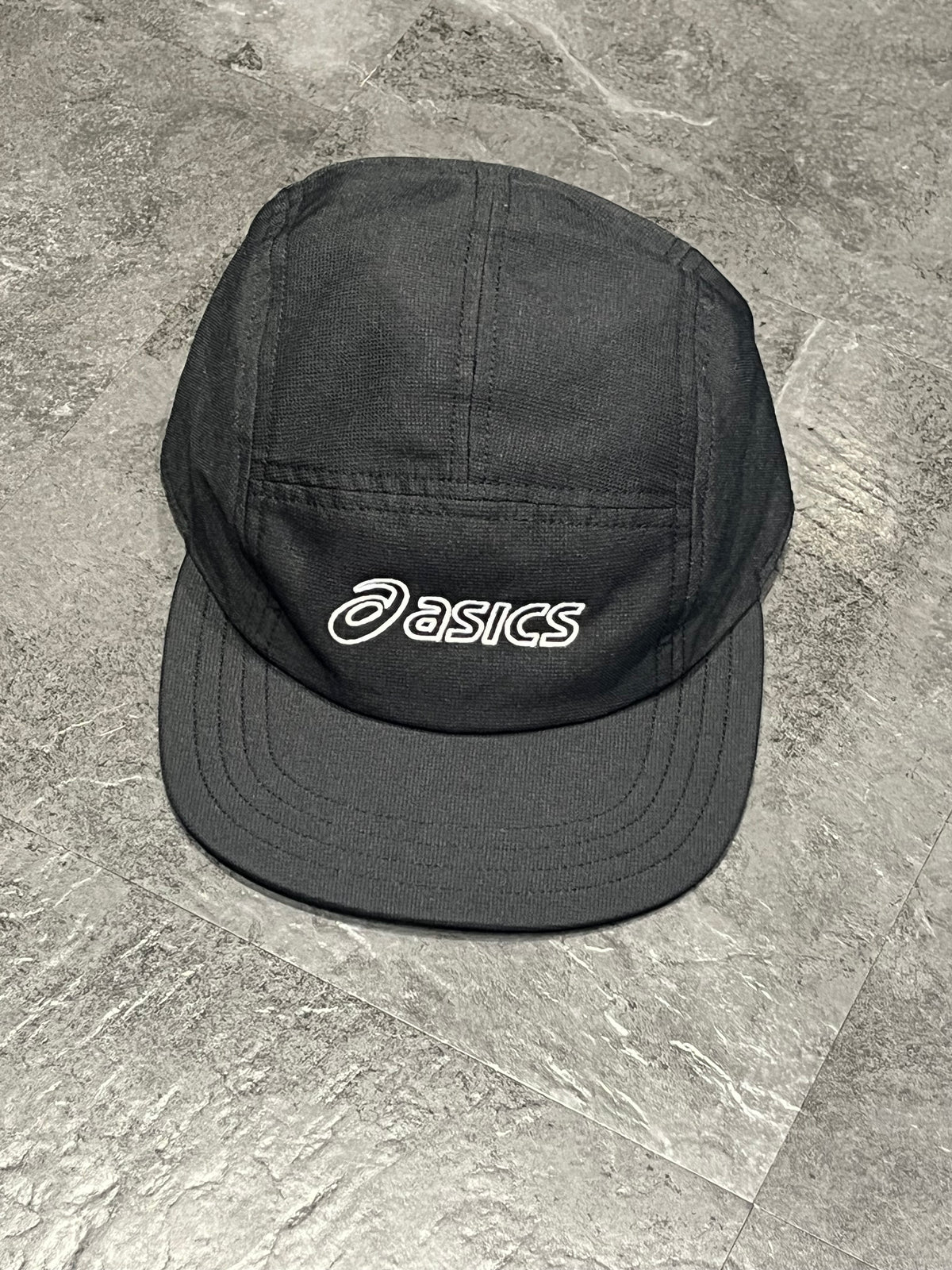 Black/White Asics 5 Panel Running Cap - Unisex