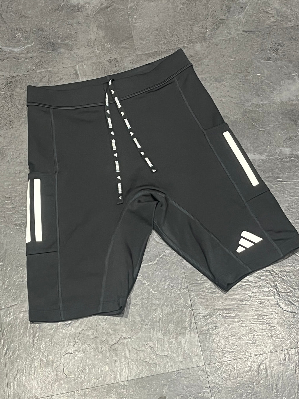 Black & White Adidas Men’s Aeroready “Own The Run” Racing 1/2 Tights