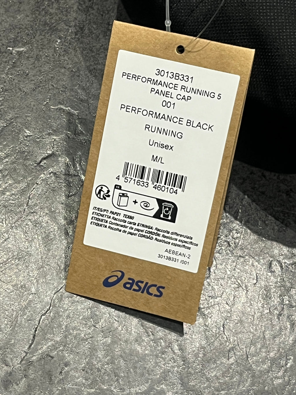 Performance Black Asics 5 Panel Running Cap - Unisex