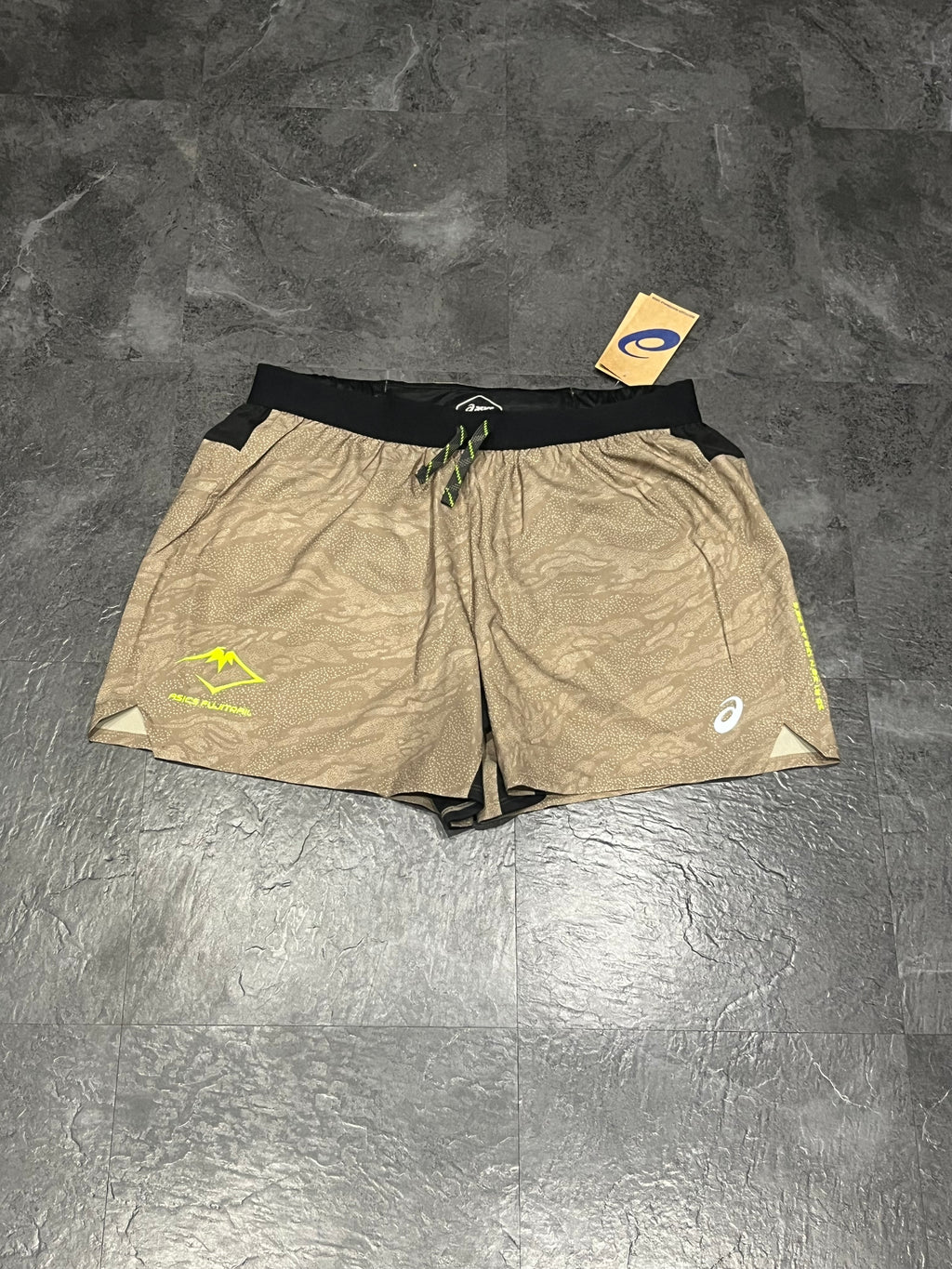 Beige ASICS Men’s Fujitrail 5” Brief Lined Running Shorts