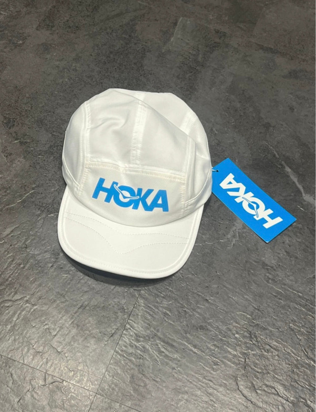 White & Blue HOKA One One Unisex Lightweight Running Cap